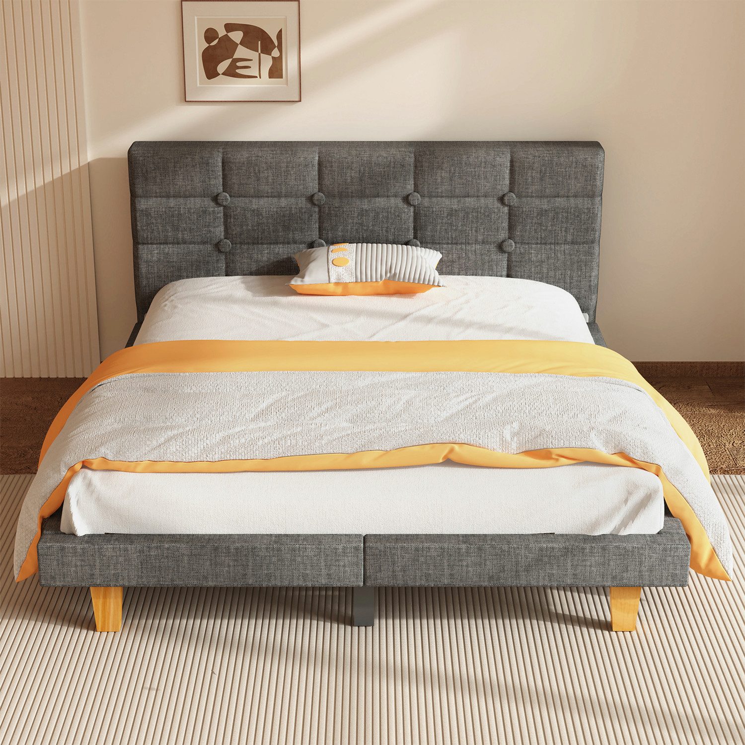 oyajia Polsterbett moderner Bettrahmen Doppelbett (weiches günstig online kaufen