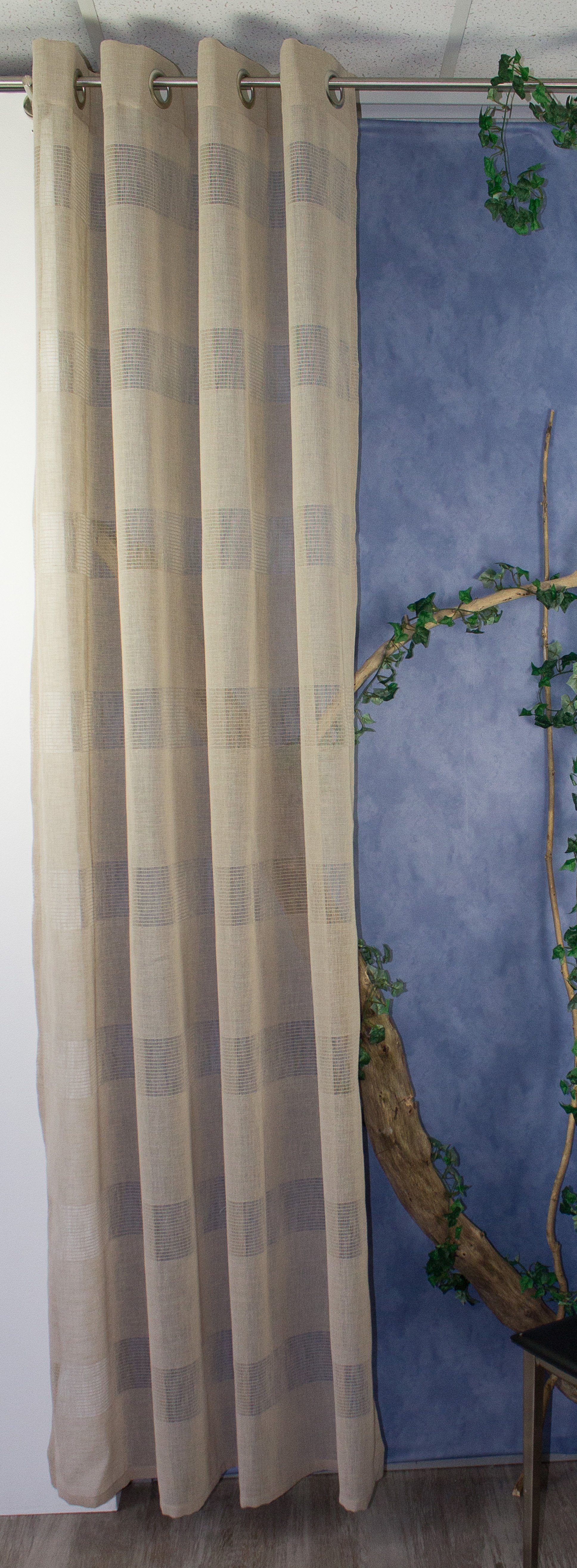 Vorhang Ösenschal Seitenschal Vorhang "Linen" 140x245 cm Weiß Natur Beige Braun Leinen Ösenvorhang, EXPERIENCE, Ösen (1 St), halbtransparent, Leinen, mit 8 Ösen Taupe