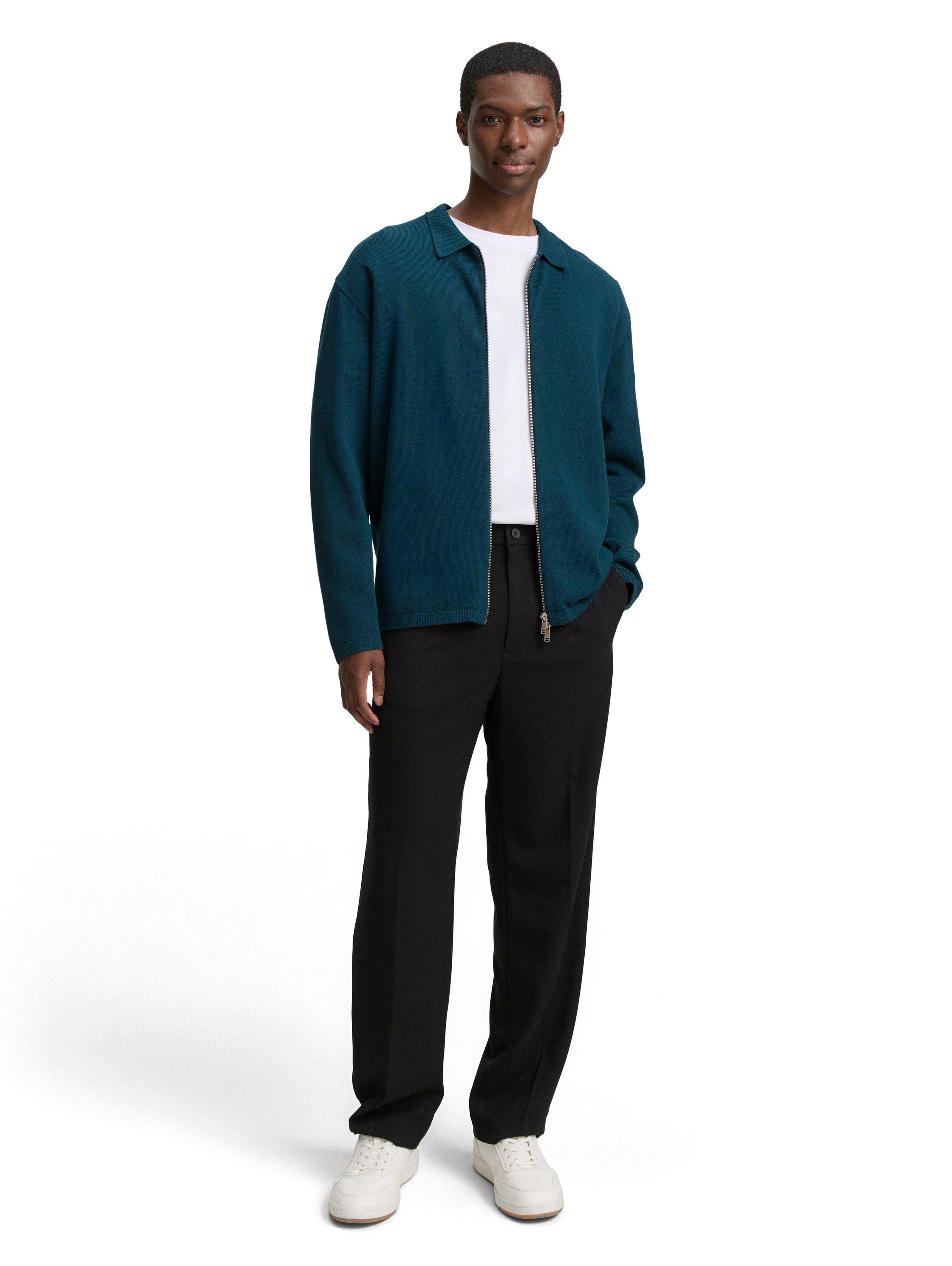 TOM TAILOR Denim Strickpullover mit Reißverschluss