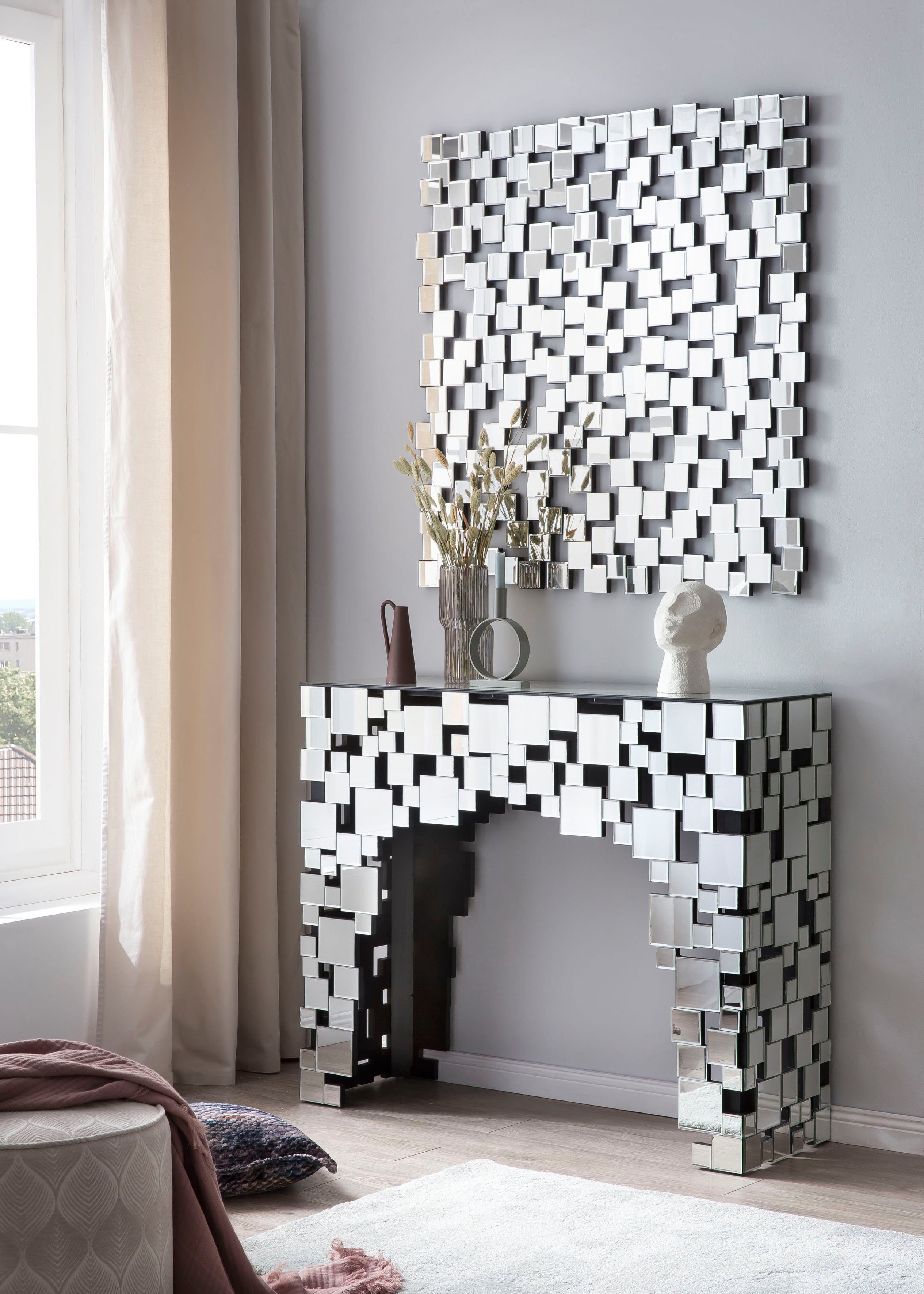 SalesFever Wandspiegel, Mosaikdesign Spiegelglasquadraten aus