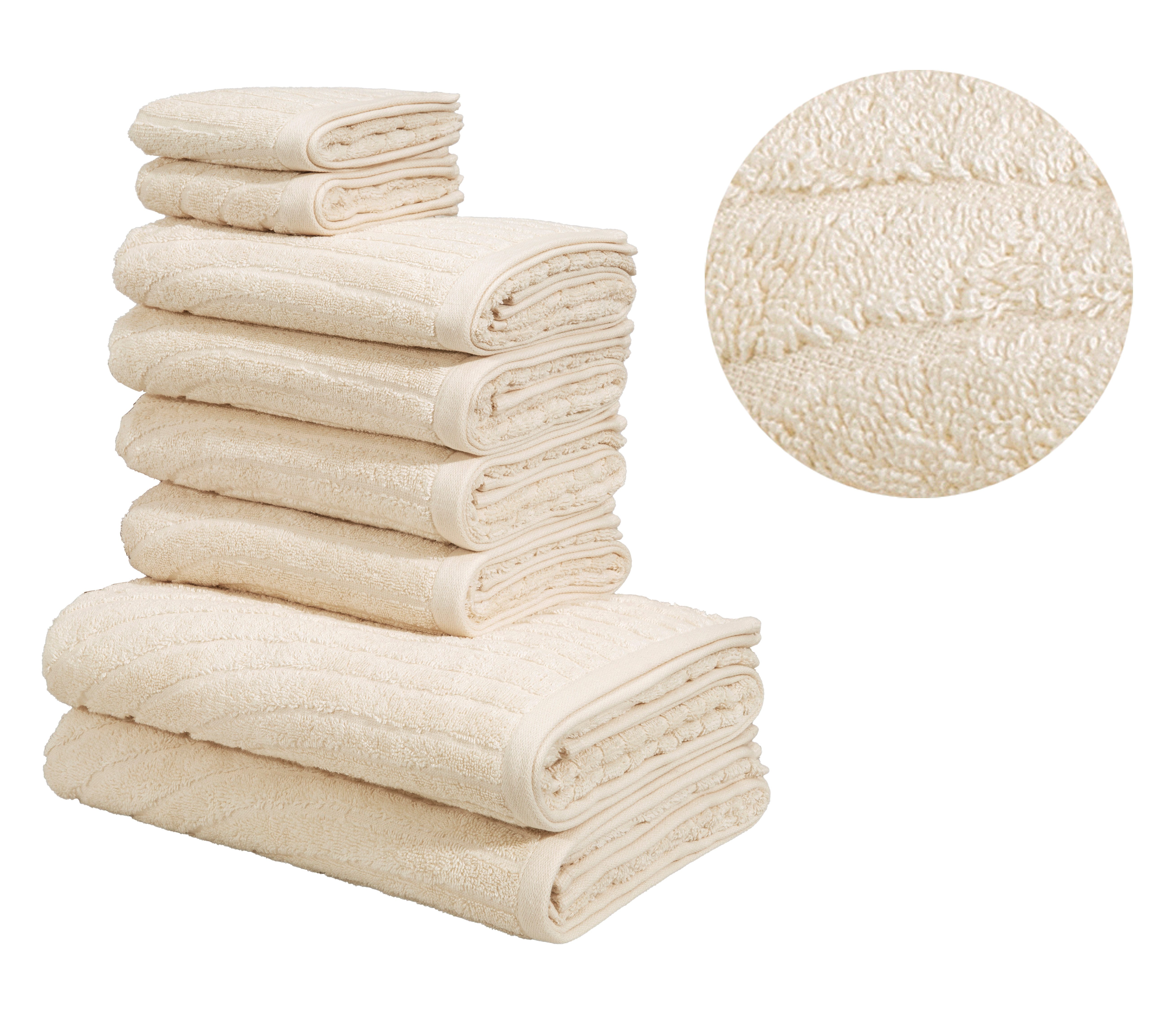 OTTO home Handtuch Set Ognon, Duschtücher, Handtücher, Gästetücher, Zen, Scandi, Boho, Frottier (Set, 8-St), Muster, Hoch-Tief-Struktur, einfarbig, Handtuch-Set, 100% Baumwolle