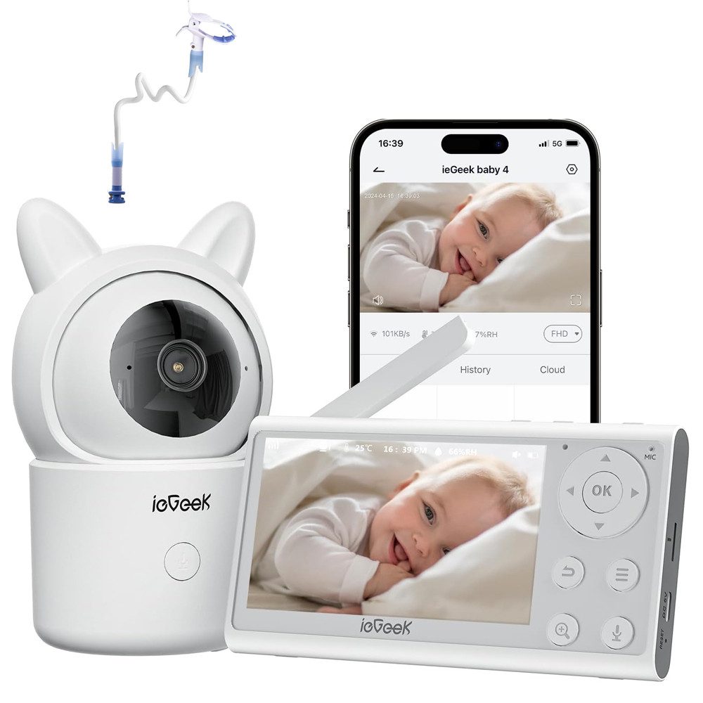 Babyphone 4,3 Zoll Babyphone mit Kamera und APP 1080P WLAN Video Babyfon