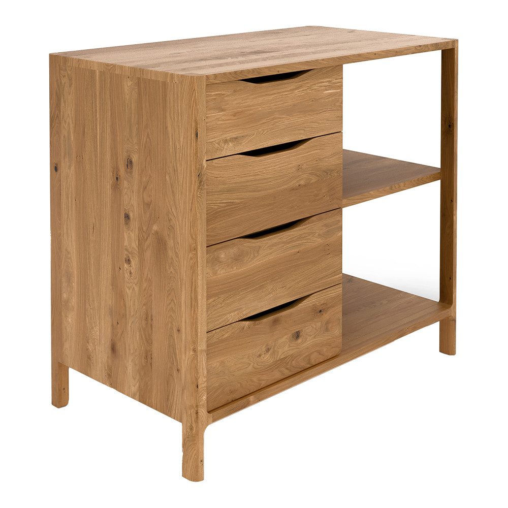 Lomadox Kommode THORNBURY-165, Sideboard Schubladenkommode, Wildeiche massiv geölt, grifflos montiert