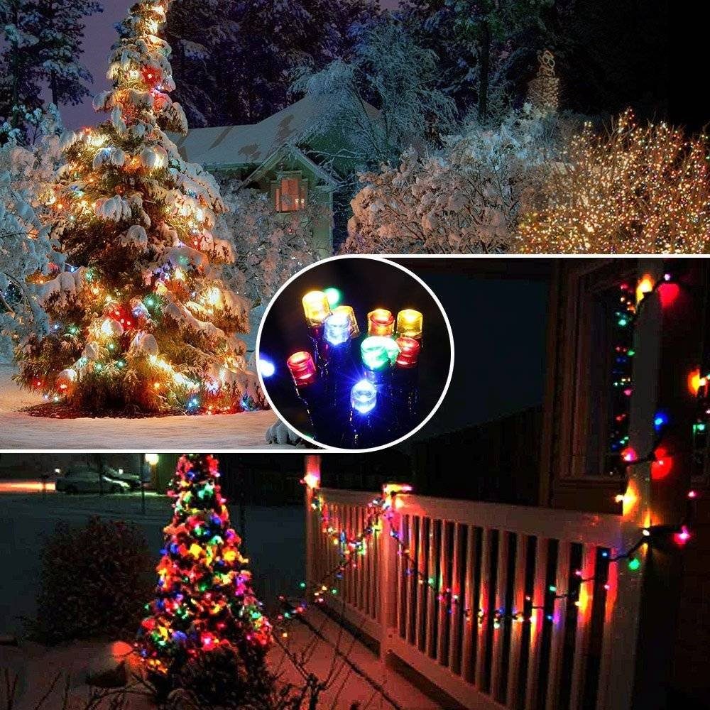 Rosnek LED-Lichterkette Solar, Mehrfarbig Garten für Funktionen, wasserdicht, 10/20M; Weihnachten Deko, Lichtsensorsteuerung 8 Party