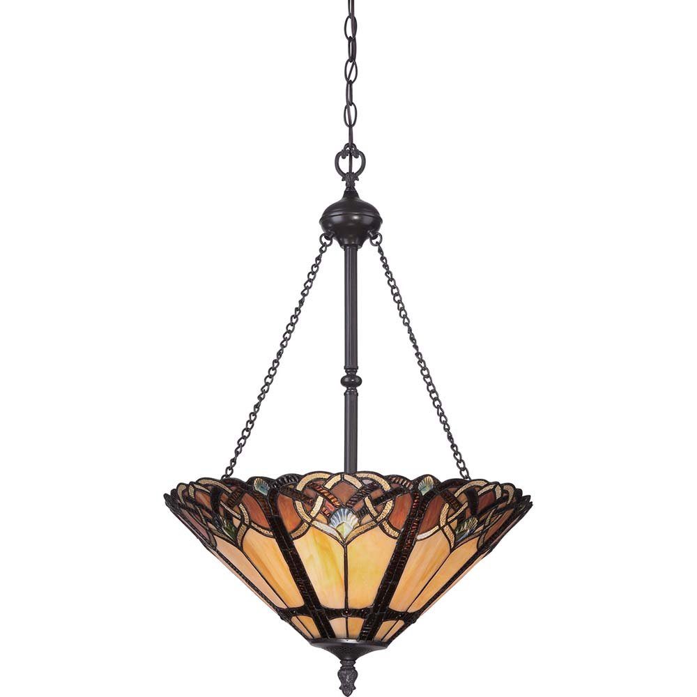Elstead LIGHTING Pendelleuchte, Leuchtmittel nicht inklusive, Hängeleuchte Deckenlampe Pendelleuchte Tiffany-Glas Stahl D 40,8 cm 3