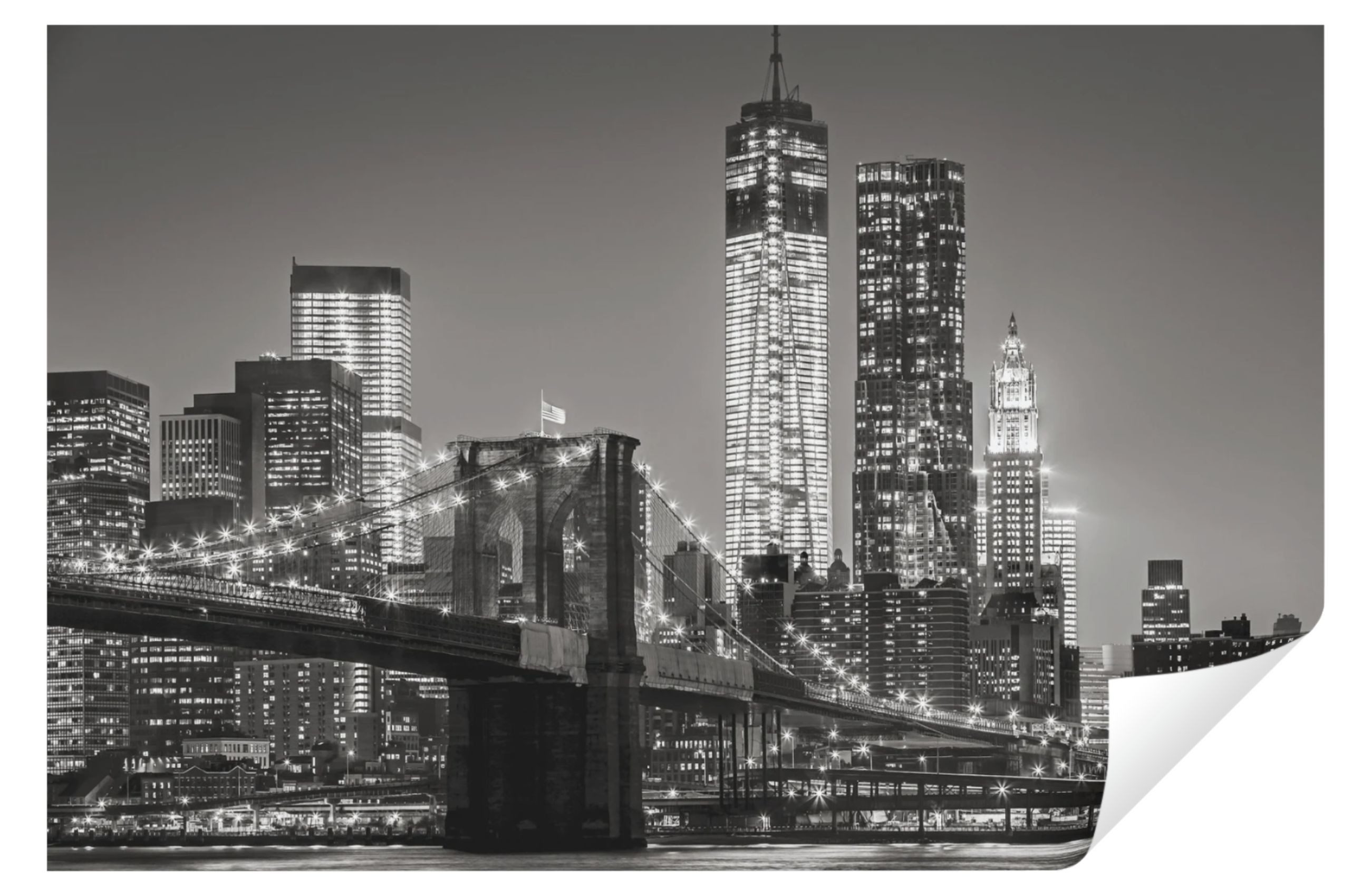 Wallarena Fototapete Brücke Stadt Panorama New York Schwarz-weiß 3D EFFEKT Schlafzimmer, Glatt, Stadt, Vliestapete schwarz weiß Wohnzimmer Schlafzimmer Tapete + Kleister