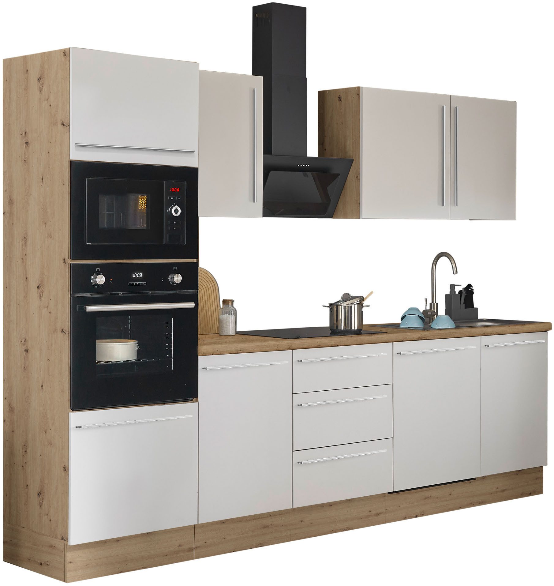 KOCHSTATION Küchenzeile Florida, Breite 280 cm, wahlweise mit E-Geräten,Softclose für Türen/Schubkästen