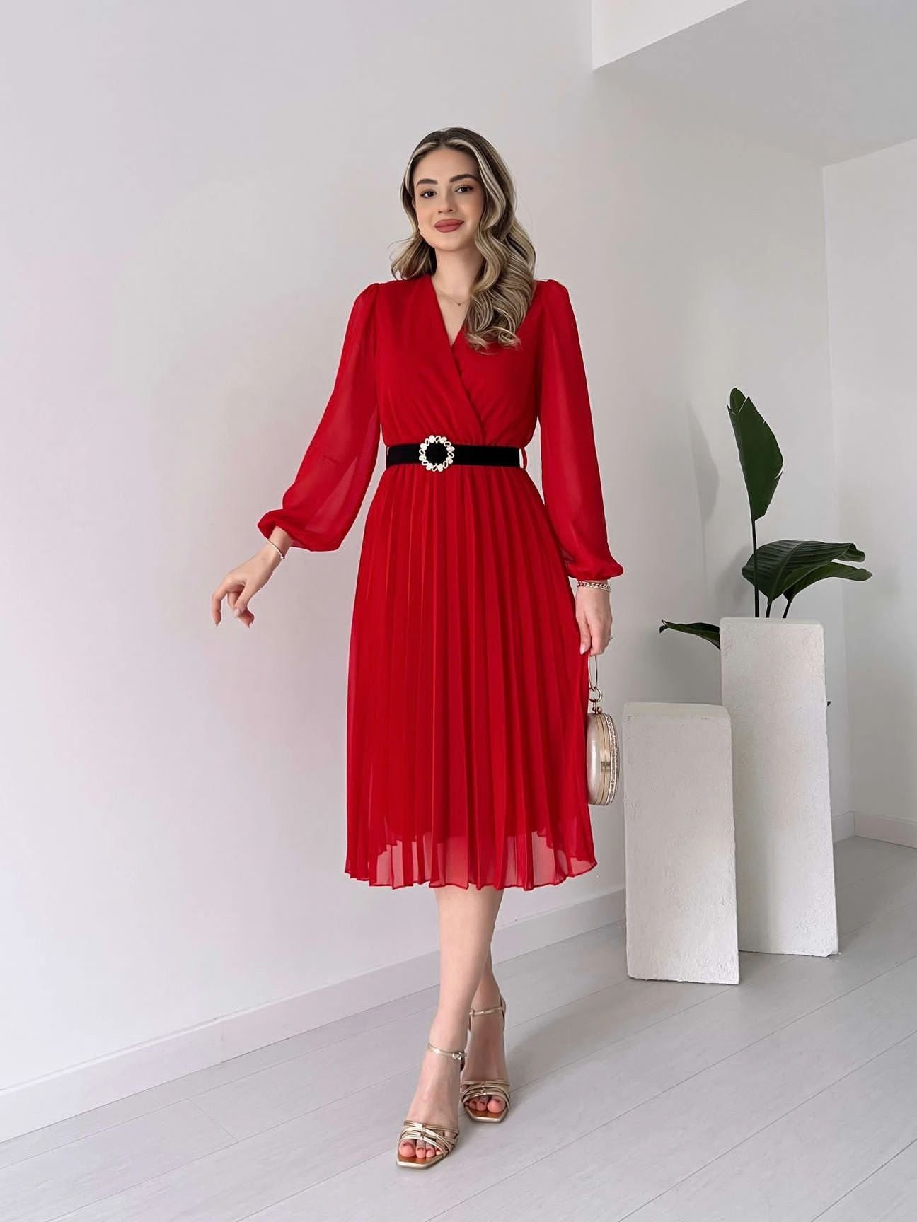 Midikleid JANE'S Damen Chiffon Gefüttertes Ausgestelltes Midi-Kleid