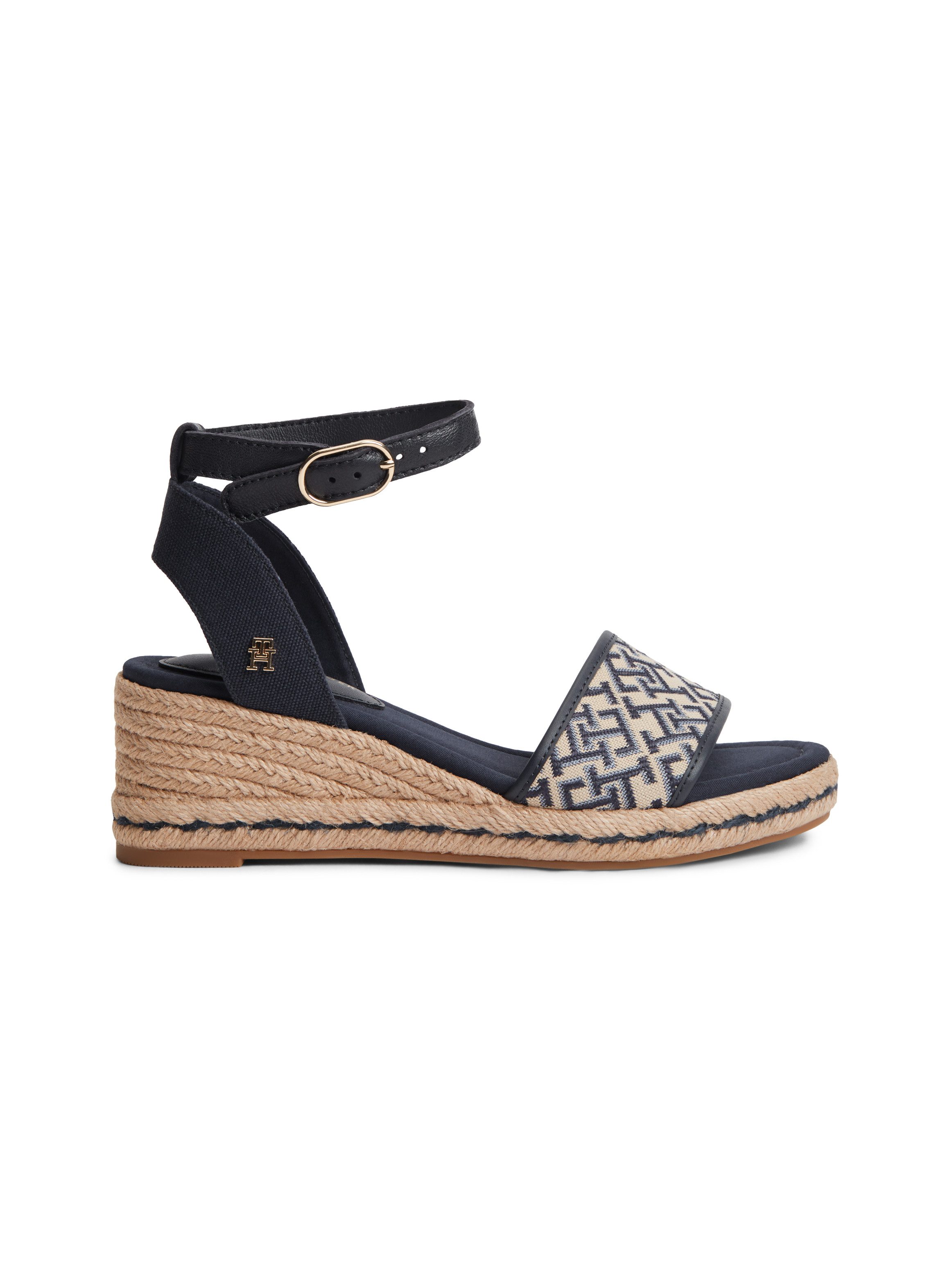 Tommy Hilfiger TH MID ESPAD WEDGE JACQUARD Keilsandalette Sommerschuh, Riemchensandale mit kontrastreicher TH-Stickerei – Bild 4 von 5