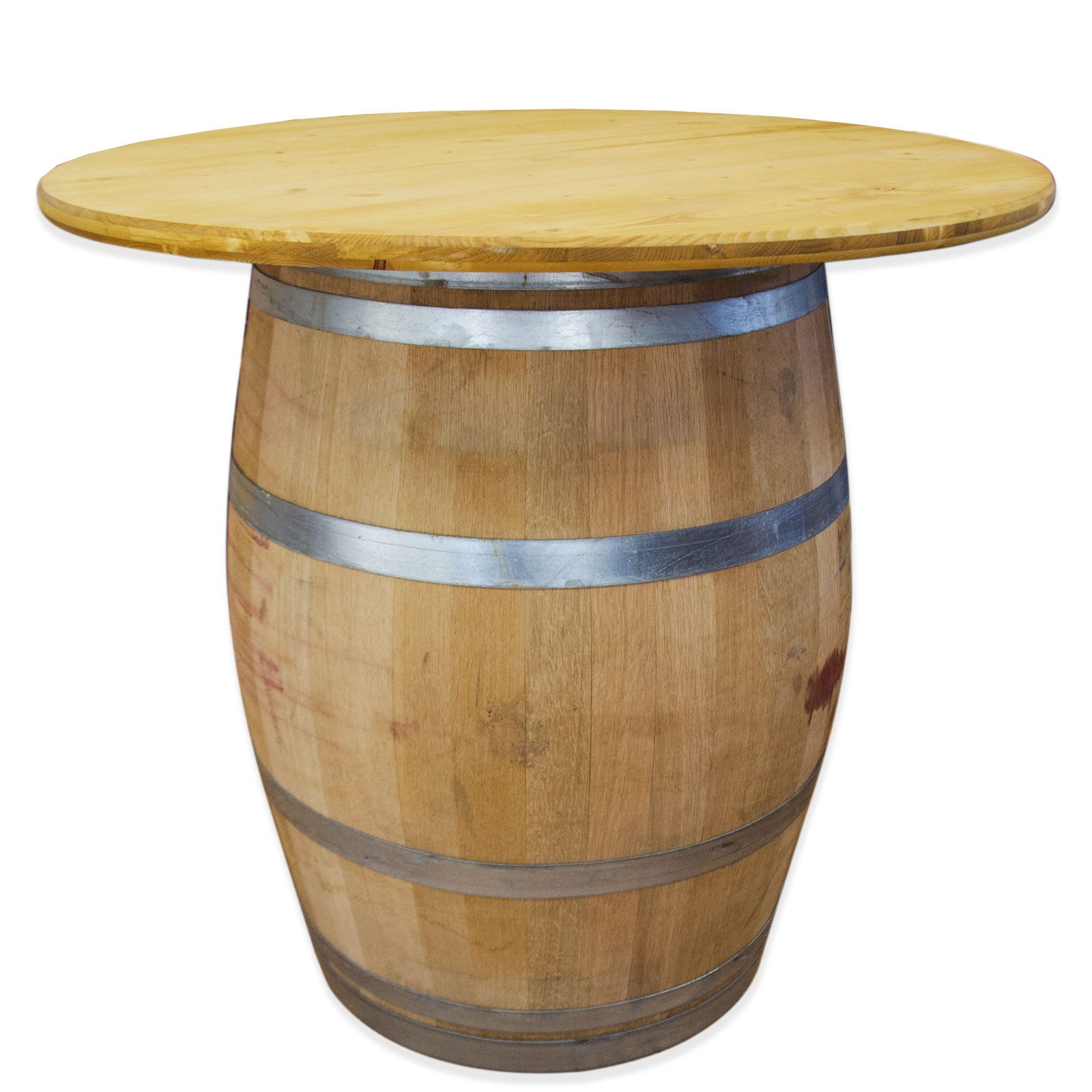 Temesso Stehtisch Weinfass als Stehtisch mit Tischplatte Eiche Lasur - Platte: D 80 cm