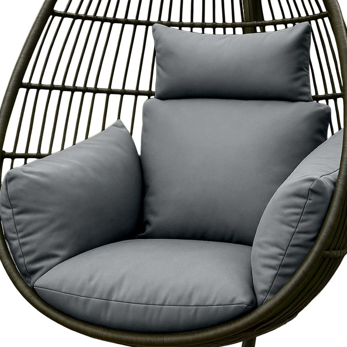 Homescapes Sitzkissen Hängesessel-Kissen Outdoor – Grau mit Kopfstütze