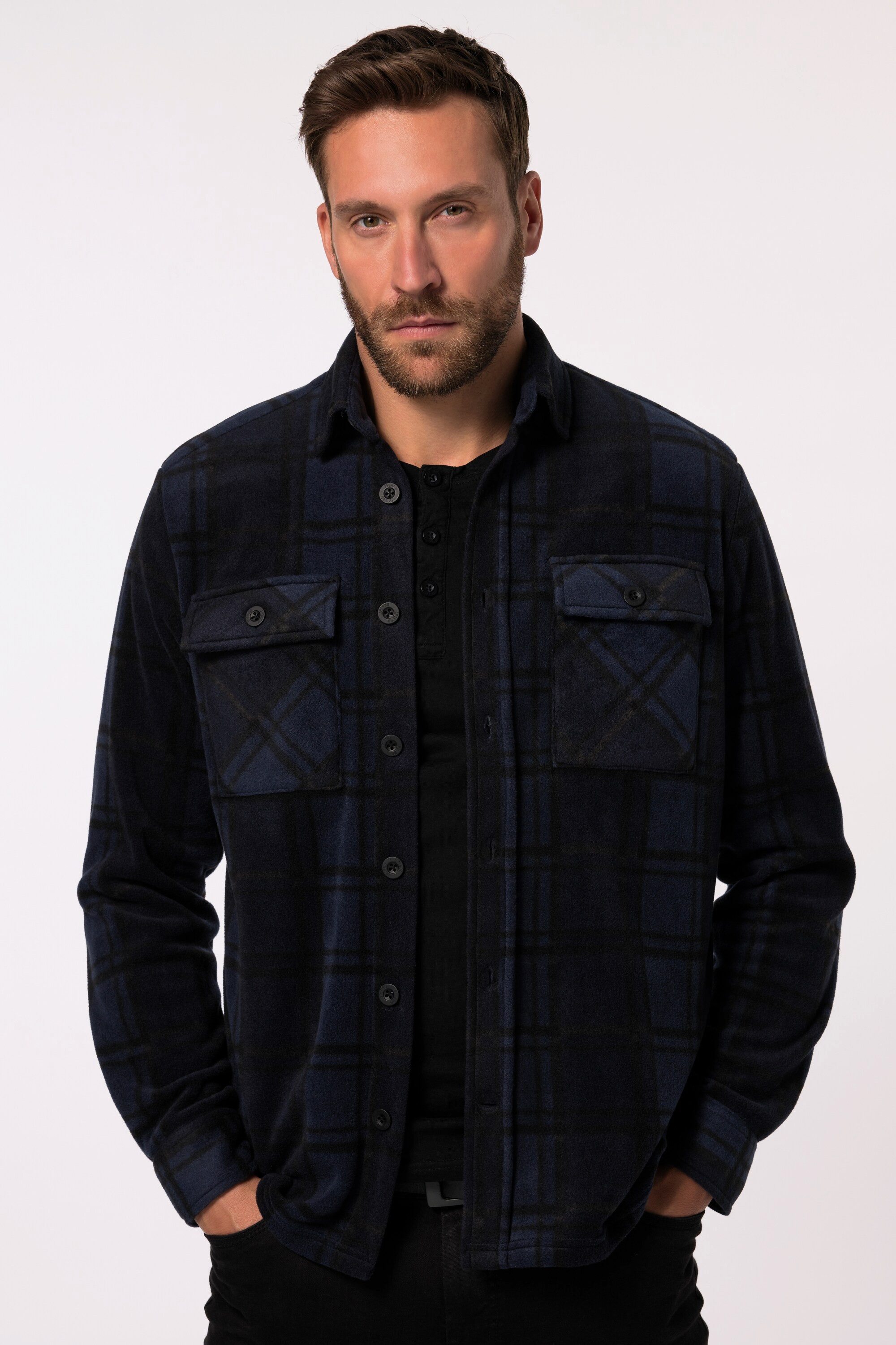Businesshemd Fleece-Karohemd Workwear Langarm Kentkragen