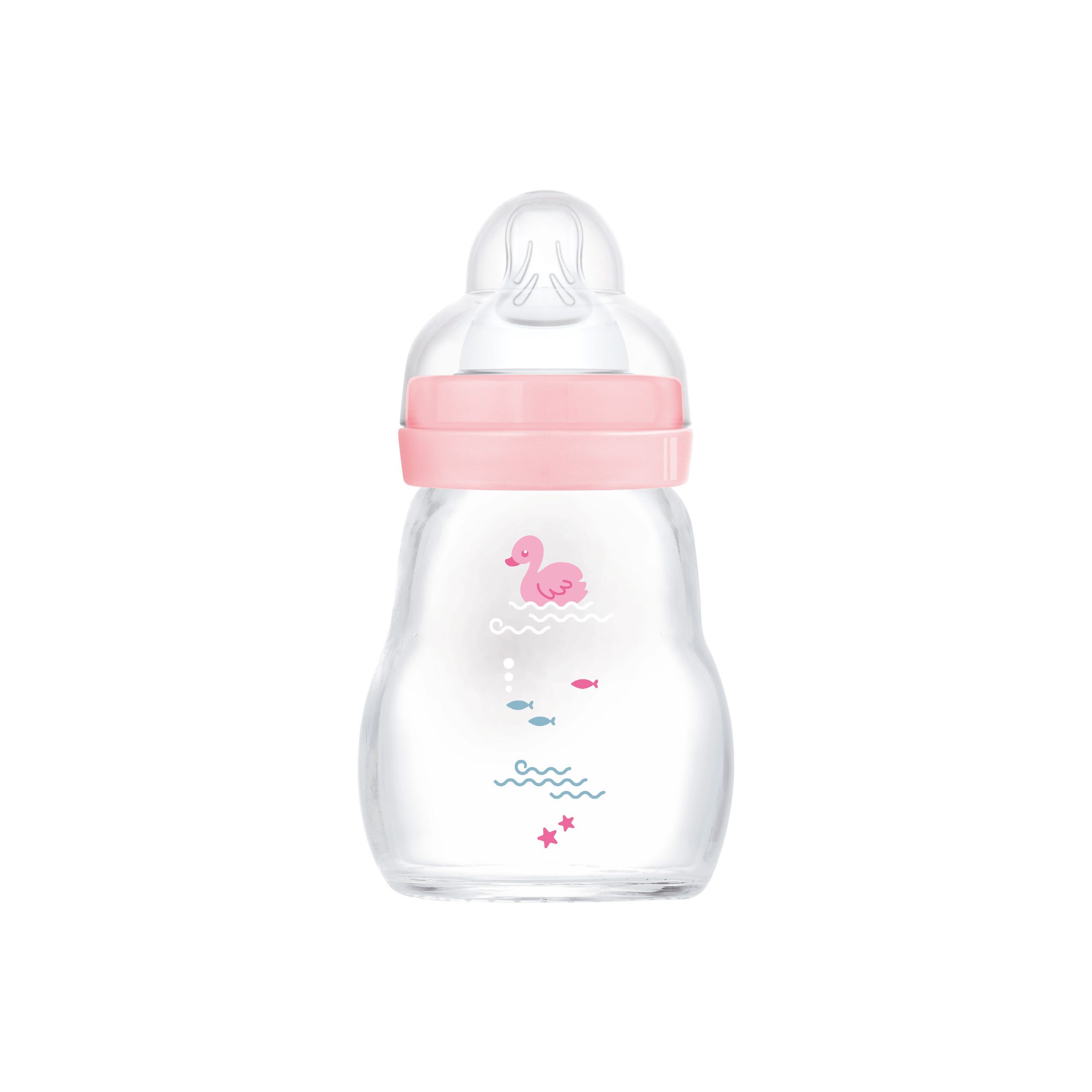 MAM Babyflasche Glasflasche Feel Good Matt, mit Skin Soft Anti-Kolik Silikon Weithals Trinksauger