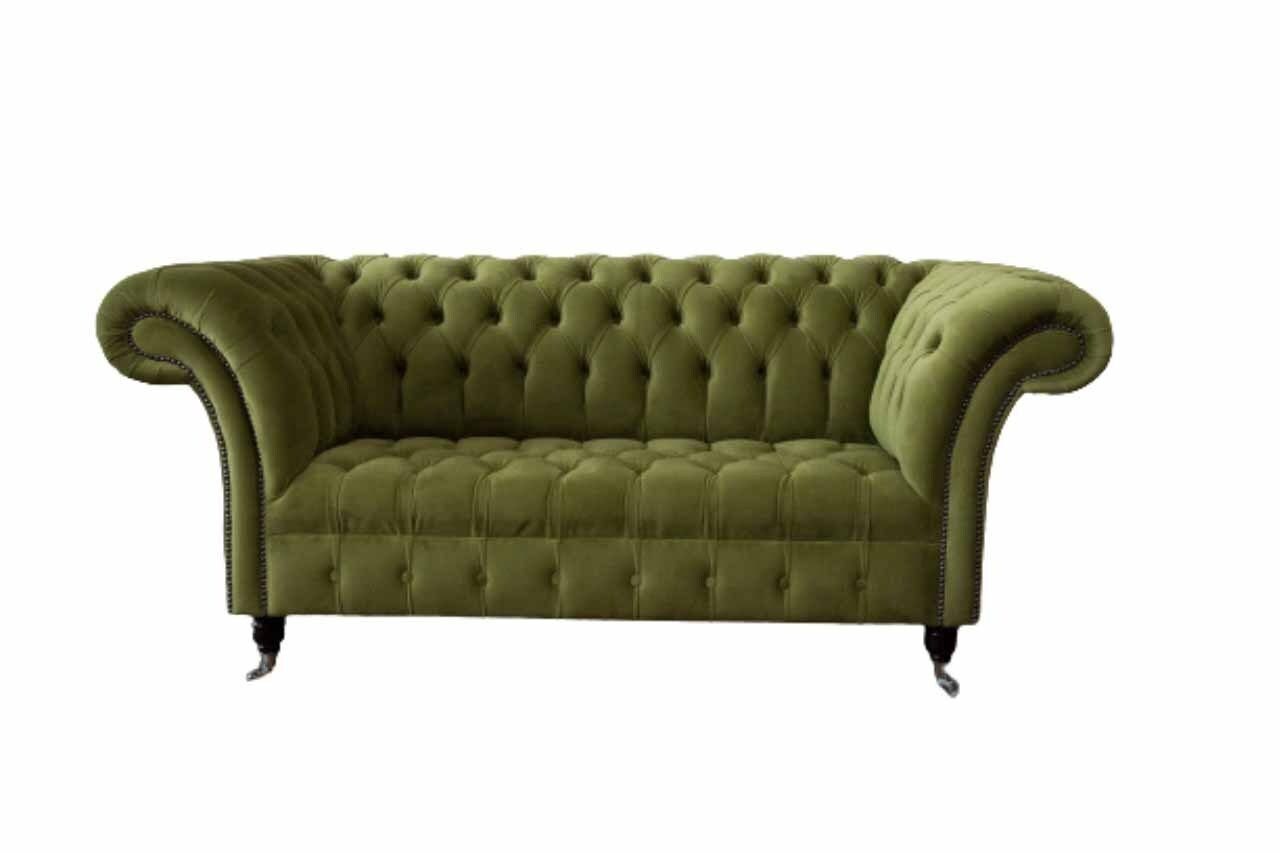 JVmoebel Sofa Sofa 2 Sitzer Couch Polster Sofa Stoff Chesterfield Couchen Grün Neu, Made In Europe