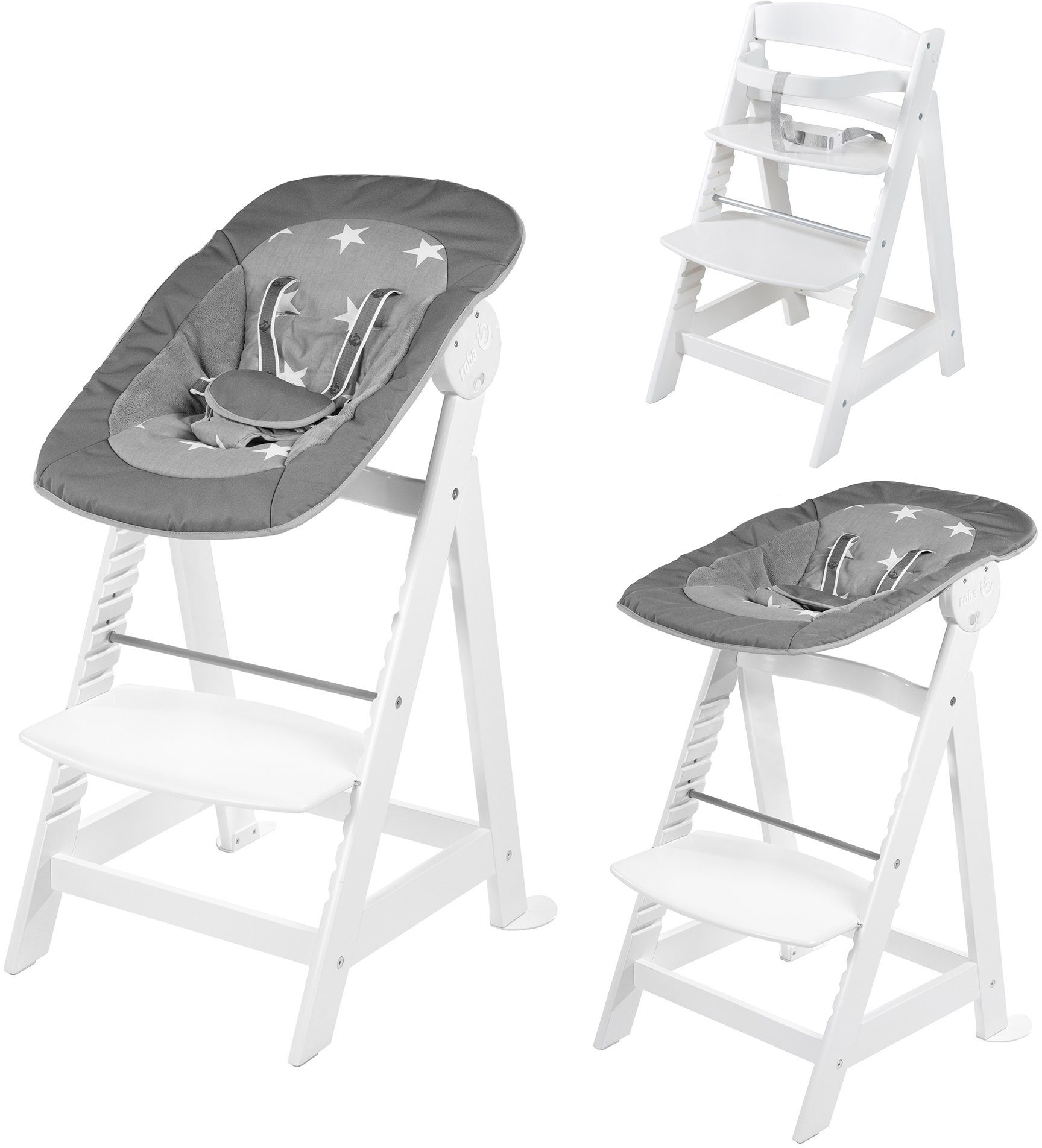 roba® Hochstuhl 2-in-1 Set Born Up, Little Stars, mit Neugeborenen-Aufsatz