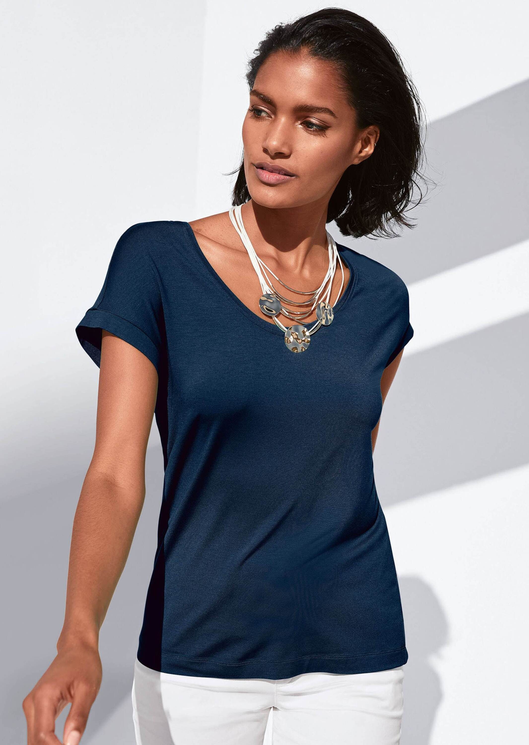 MADELEINE Kurzarmshirt Elegantes Viskose-Oberteil günstig online kaufen