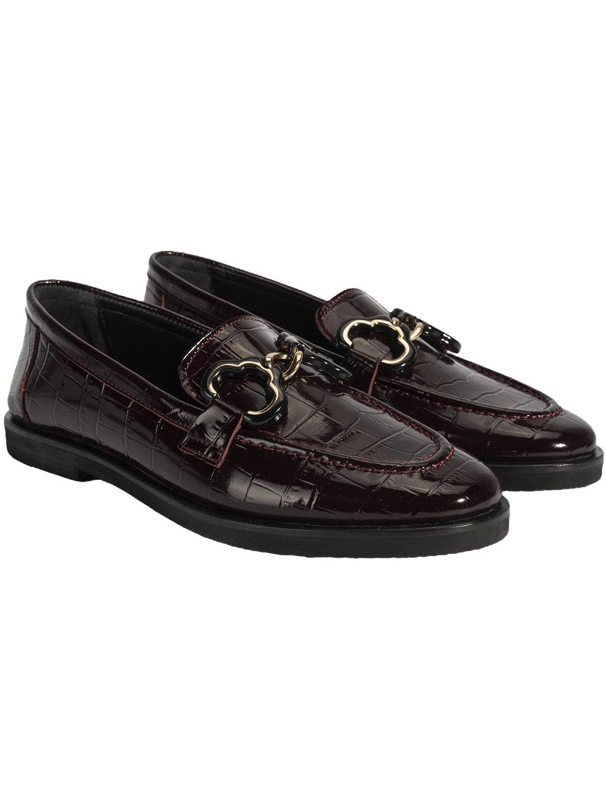 Desa Damen-Slipper – Obermaterial aus echtem Leder, Krokodilprägung, Schna Loafer