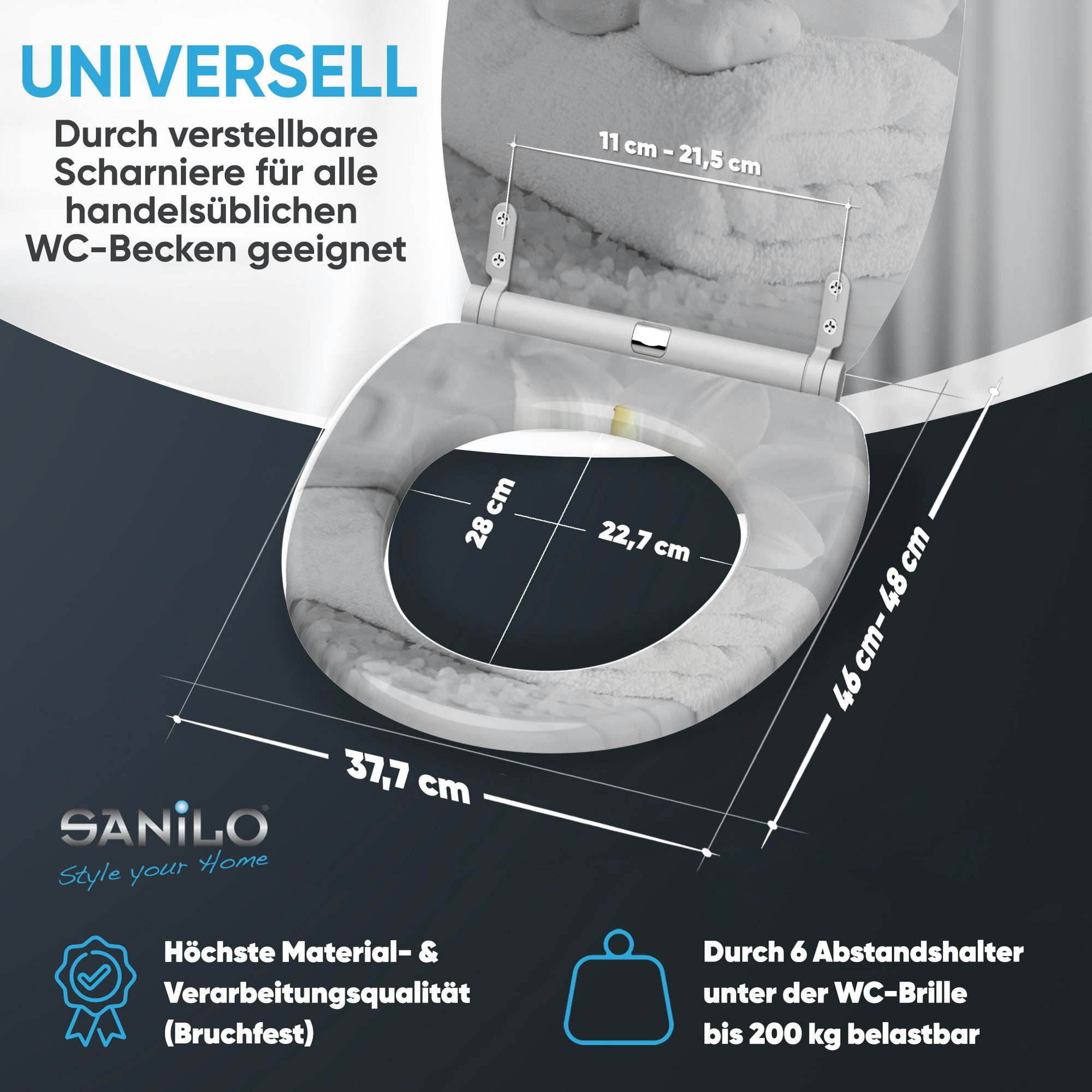 Sanilo WC-Sitz Good Feeling mit Absenkautomatik & Quick Release, Premium Toilettendeckel, abnehmbar, leichte Montage von oben – Bild 4 von 5