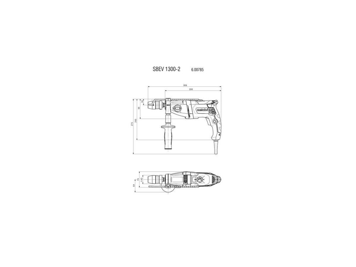 metabo Schlagbohrmaschine SBEV 1300-2, max. 3100 U/min, (Set, 5-tlg), inkl. metaBOX 145 L, Rechts-Linkslauf, Überlastungsschutz