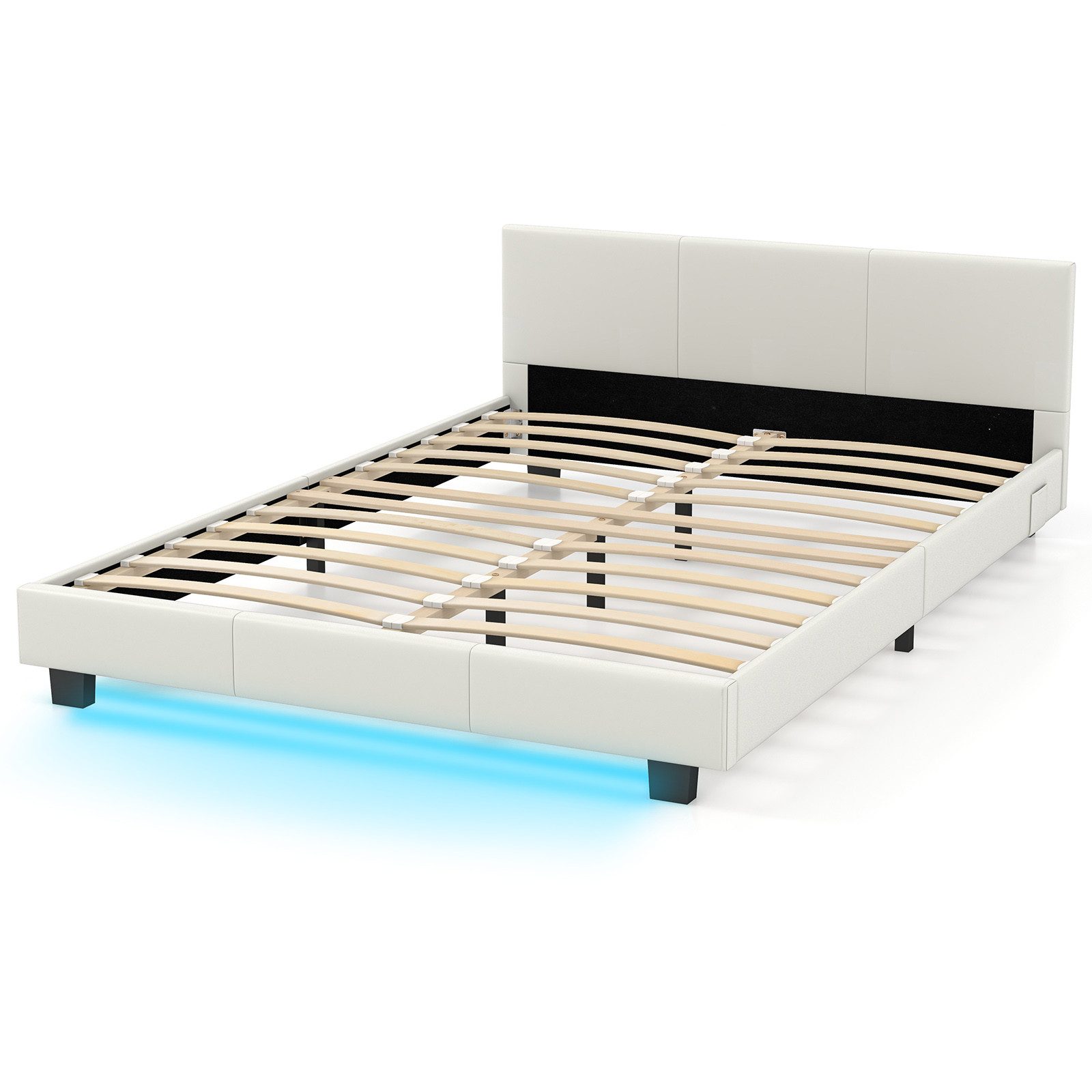 COSTWAY Bettgestell, Polsterbett mit LED Beleuchtung, 140x200cm günstig online kaufen