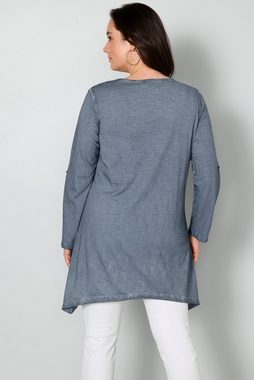 MIAMODA Longshirt Longshirt Schriftdruck Zipfelsaum