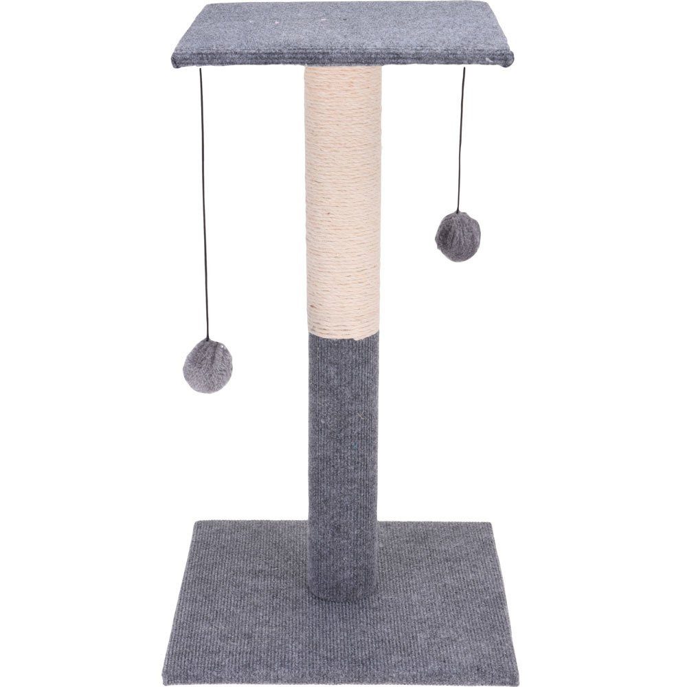 PETS Collection Kratzbrett Kratzbaum mit Pompons für Katzen, 60 cm, grau, (einzeln)