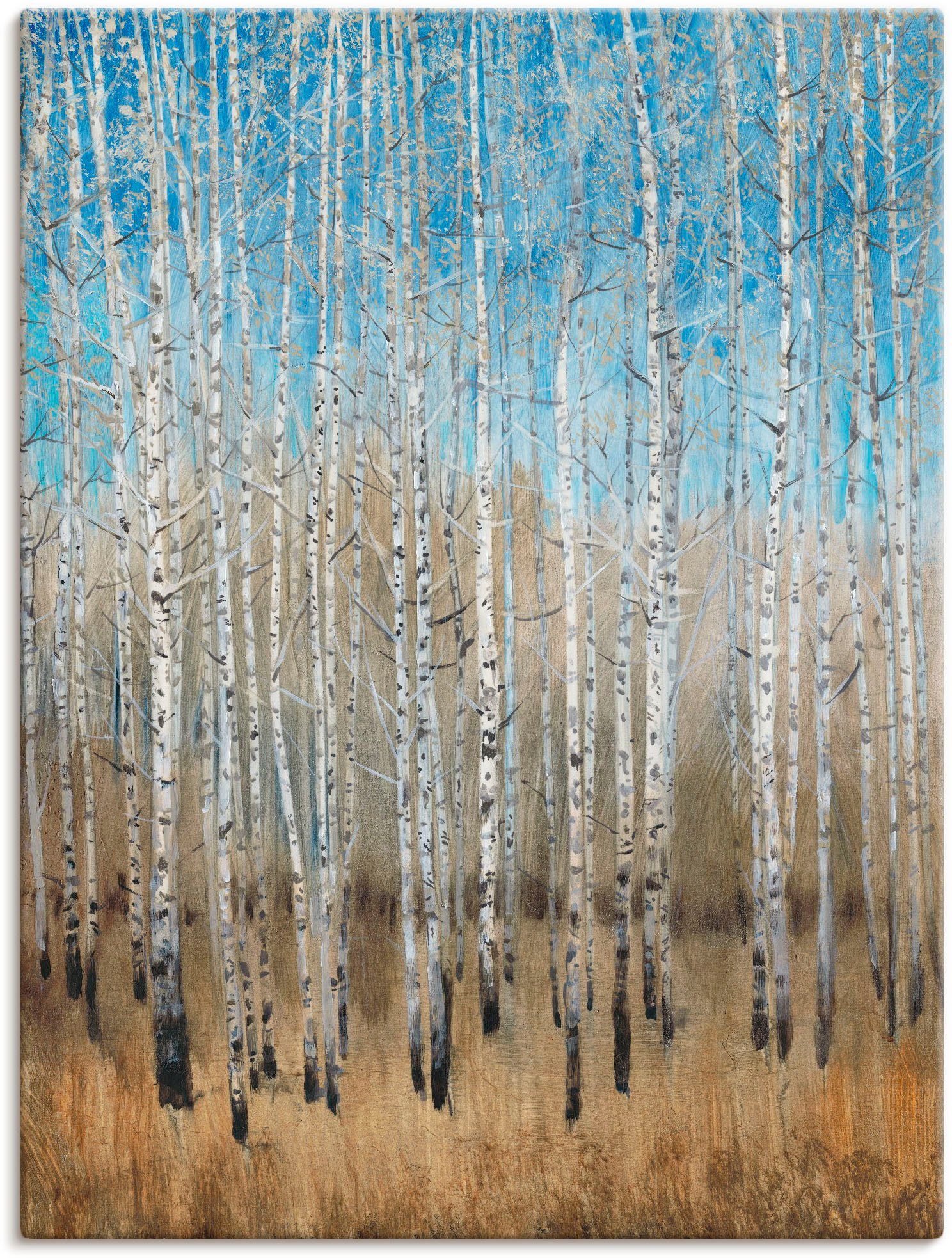 Artland Leinwandbild Staubige blaue Birken II, Wald (1 St), auf Holzrahmen gespannt
