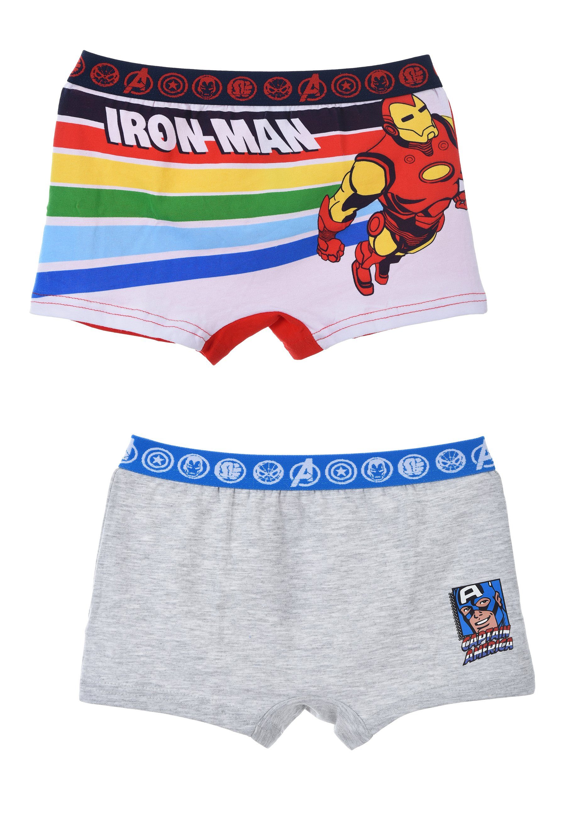 Kinder (2-St) Iron Unterhosen Pants The Man Captain America Boxershorts AVENGERS Jungen