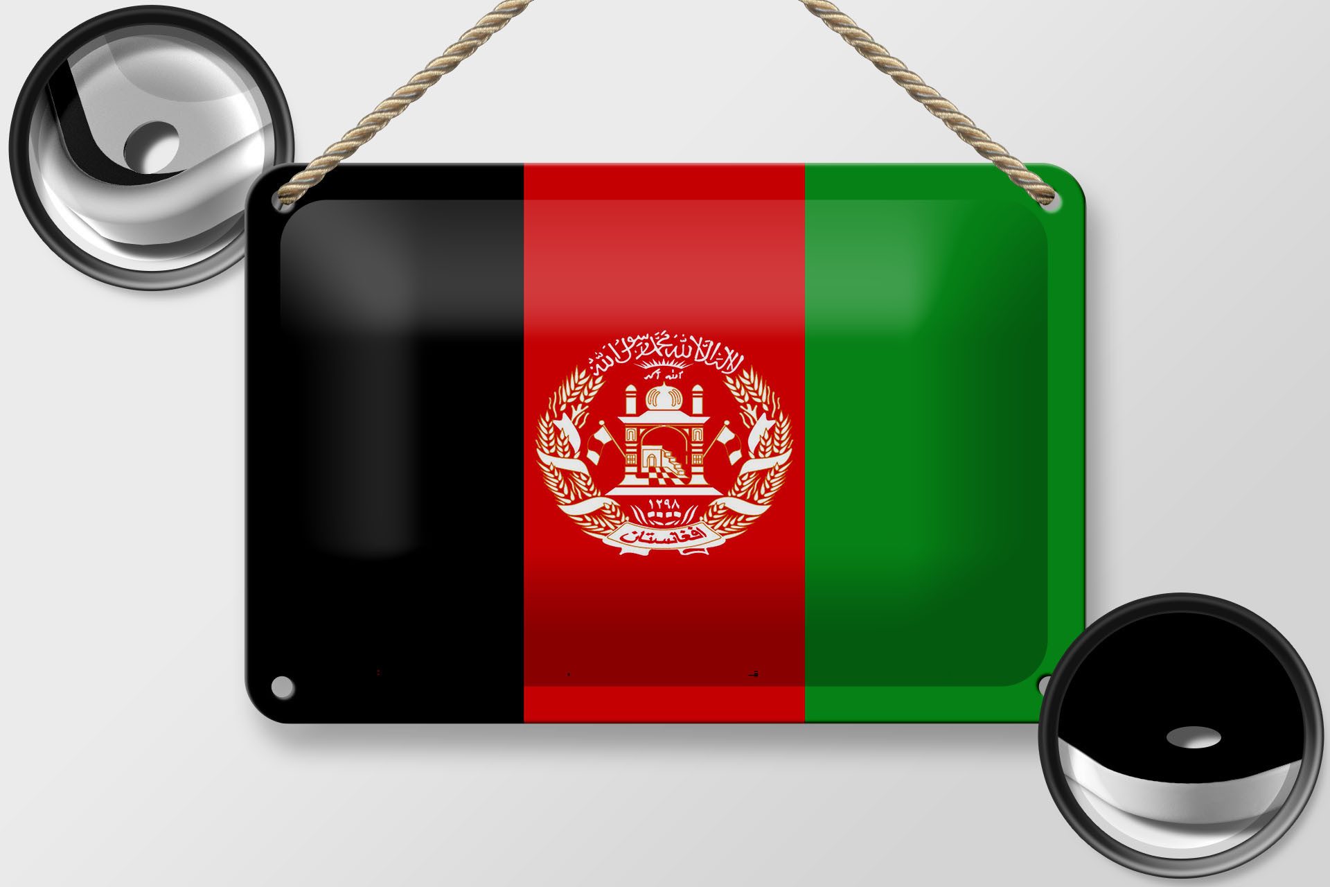 Femer GmbH Metallschild Flagge Afghanistans 18x12cm Flag of Afghanistan, (1 St), gewölbte Oberfläche, abgerundete Ecken, umgeschlagene Kanten