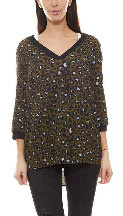 Aniston by BAUR Shirtbluse »Aniston Blusenshirt modische Damen Freizeit-Bluse mit Allover-Animal-Print Sommer-Bluse Khaki«