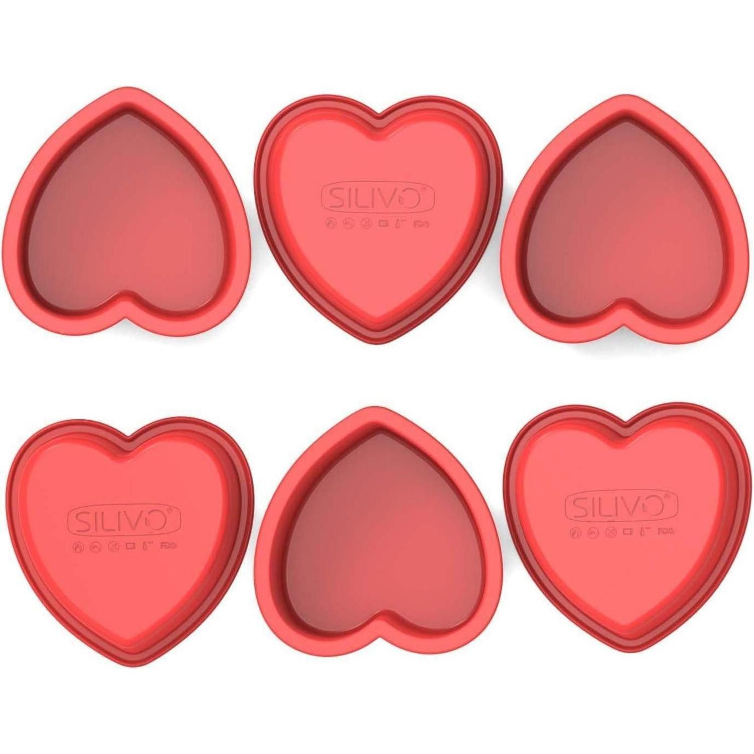 LuxusKollektion Herzkuchenform Backform Herz Silikon Mini Antihaft Klein 6 Stück 10cm Herzbackform x6