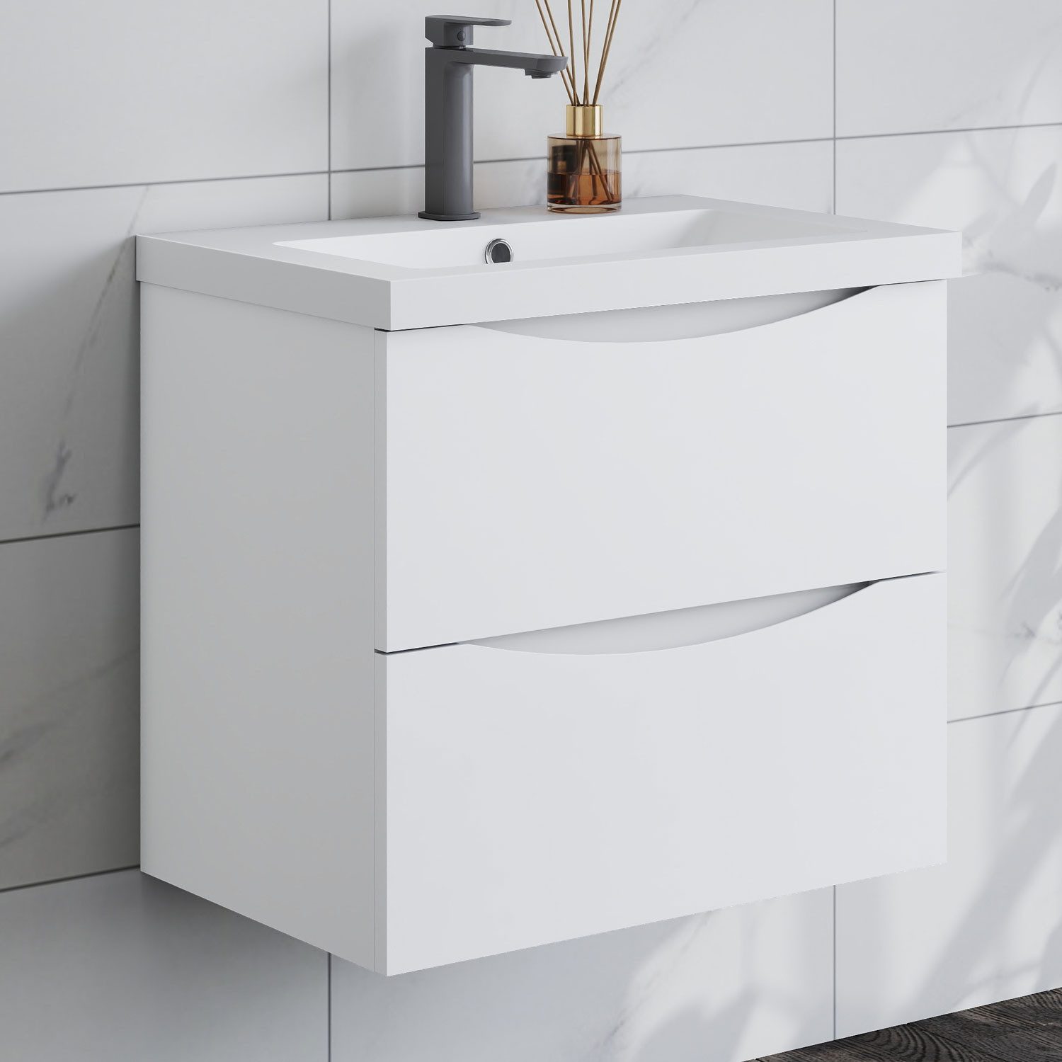 duschspa Waschtisch Waschbecken mit Unterschrank Waschtischunterschrank Smiley, Badmöbel in Breite 50/60/80/90/100 cm