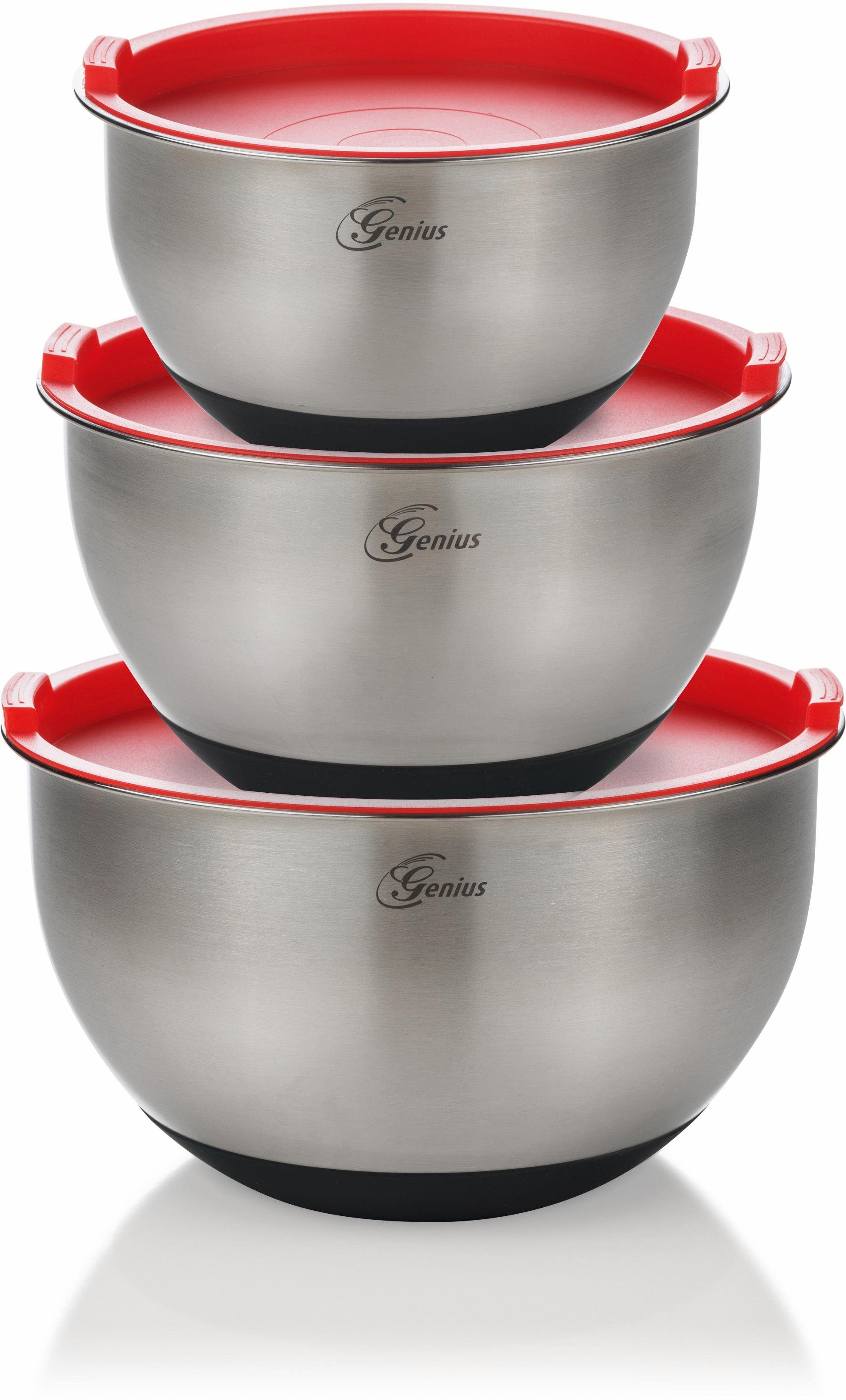 Genius BBQ Schüssel-Set mit Deckel, Edelstahl, 3-teilig