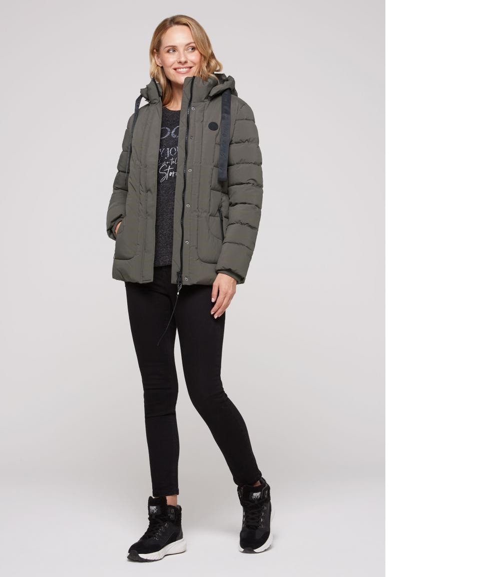 SOCCX Steppjacke Puffer-Jacke mit abtrennbarer Kapuze olive mit abnehmbarer Kapuze