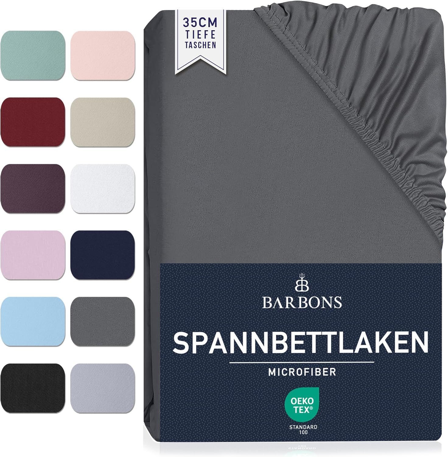 BARBONS Spannbettlaken Mikrofaser Bettlaken, 35 cm Tiefe Spannbetttuch, Gebürstete Polyester, (1 Stück), Topper