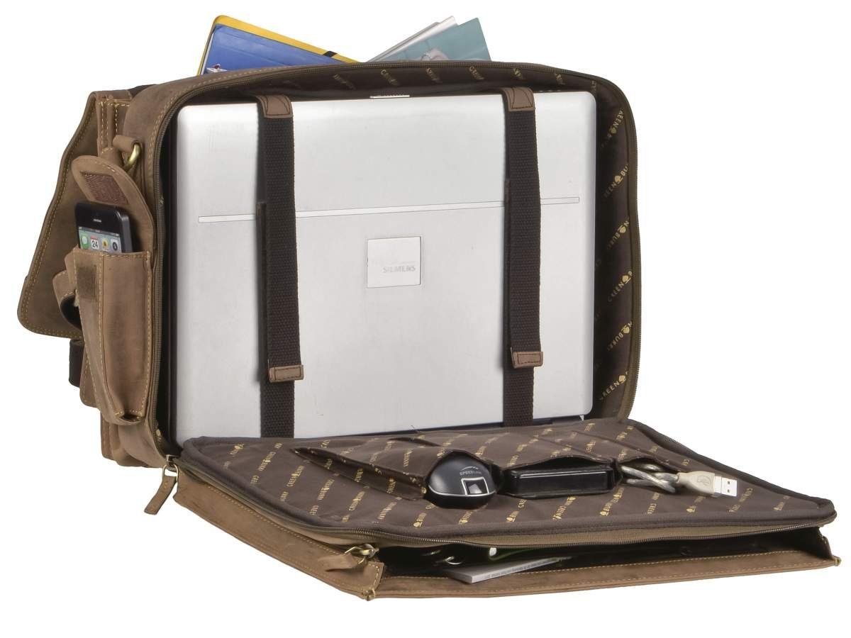 Notebooktasche, Greenburry rustikal für Herren, Aktentasche Businesstasche, Vintage,