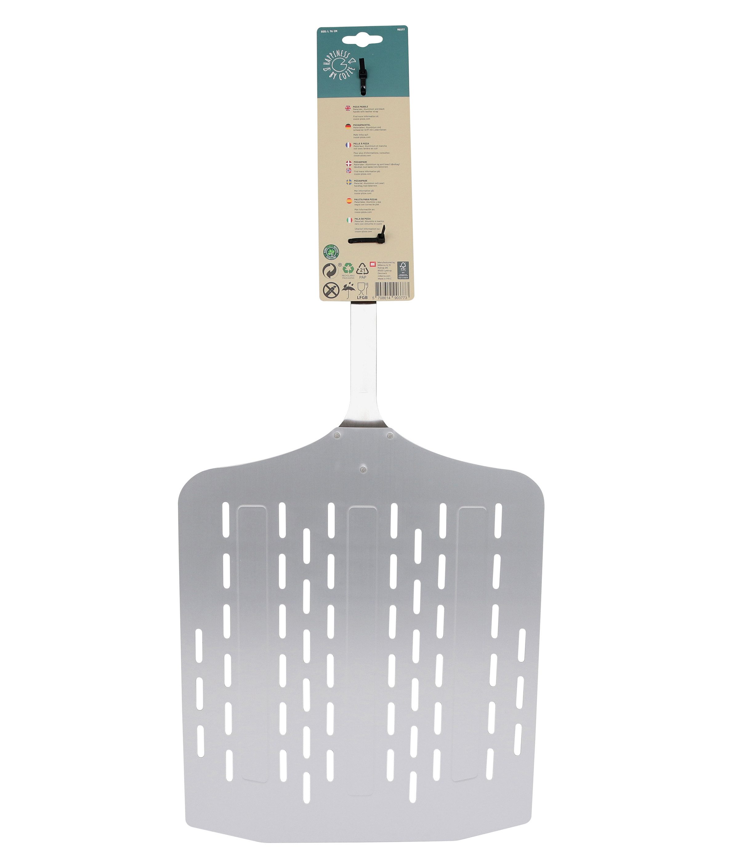 Dehner Grillbesteck-Set Pizzaschaufel, 75 x 35 x 3 cm, silber, hitzestabiler Pizzaschieber, passend für 17" Pizzaöfen