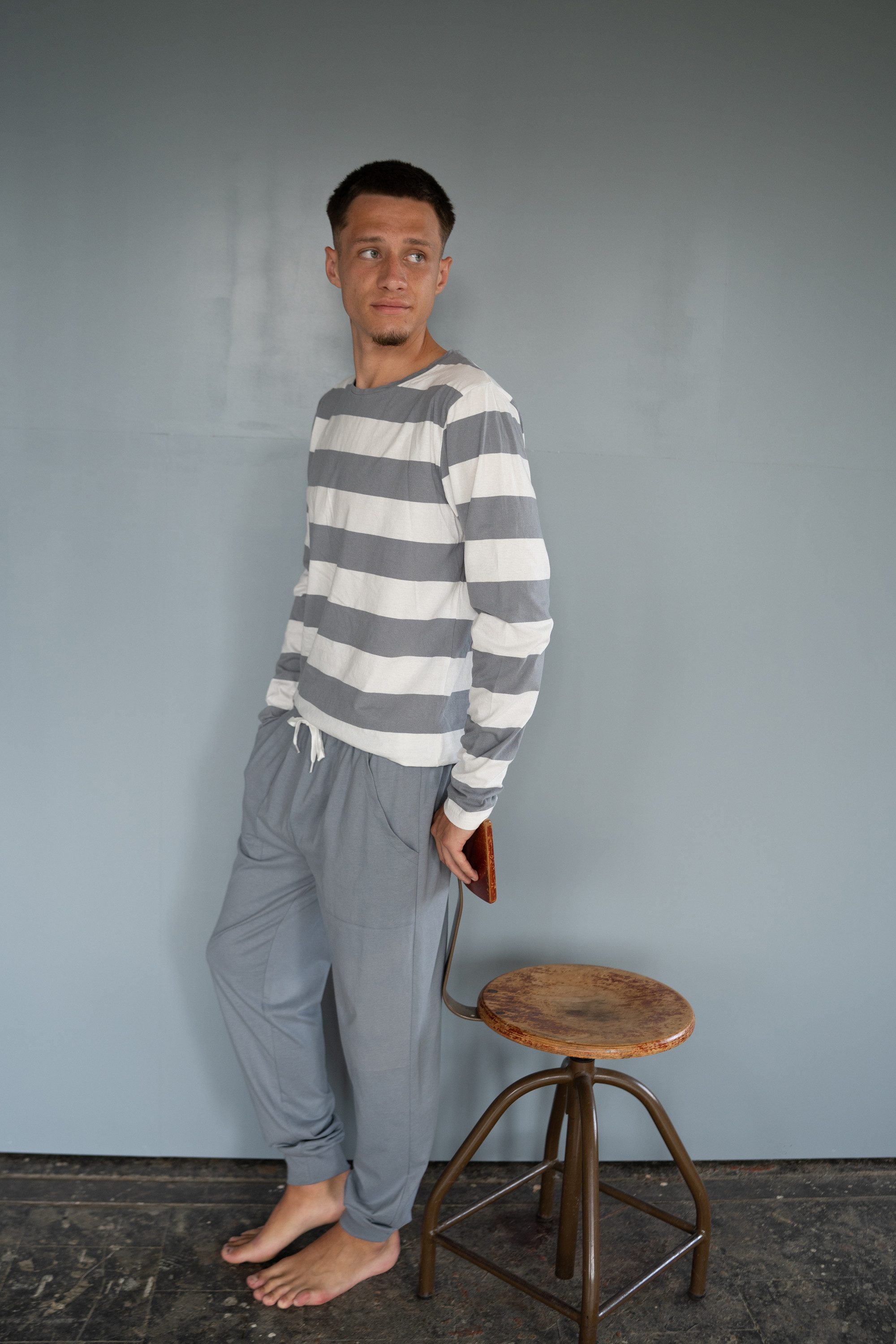 Phil & Co. Pyjamaoberteil Chill Trek (Packung, 1-tlg., 1-teilig) Herren Schlafanzugshirt Langarm Baumwolle Shirt