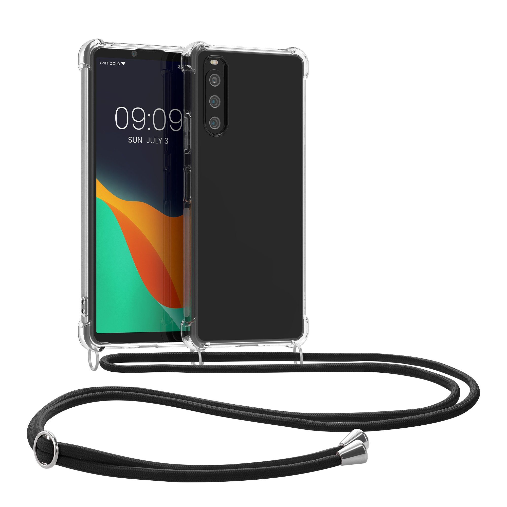 kwmobile Etui Necklace Case für Sony Xperia 10 IV, Hülle Silikon mit Handykette - Band Handyhülle