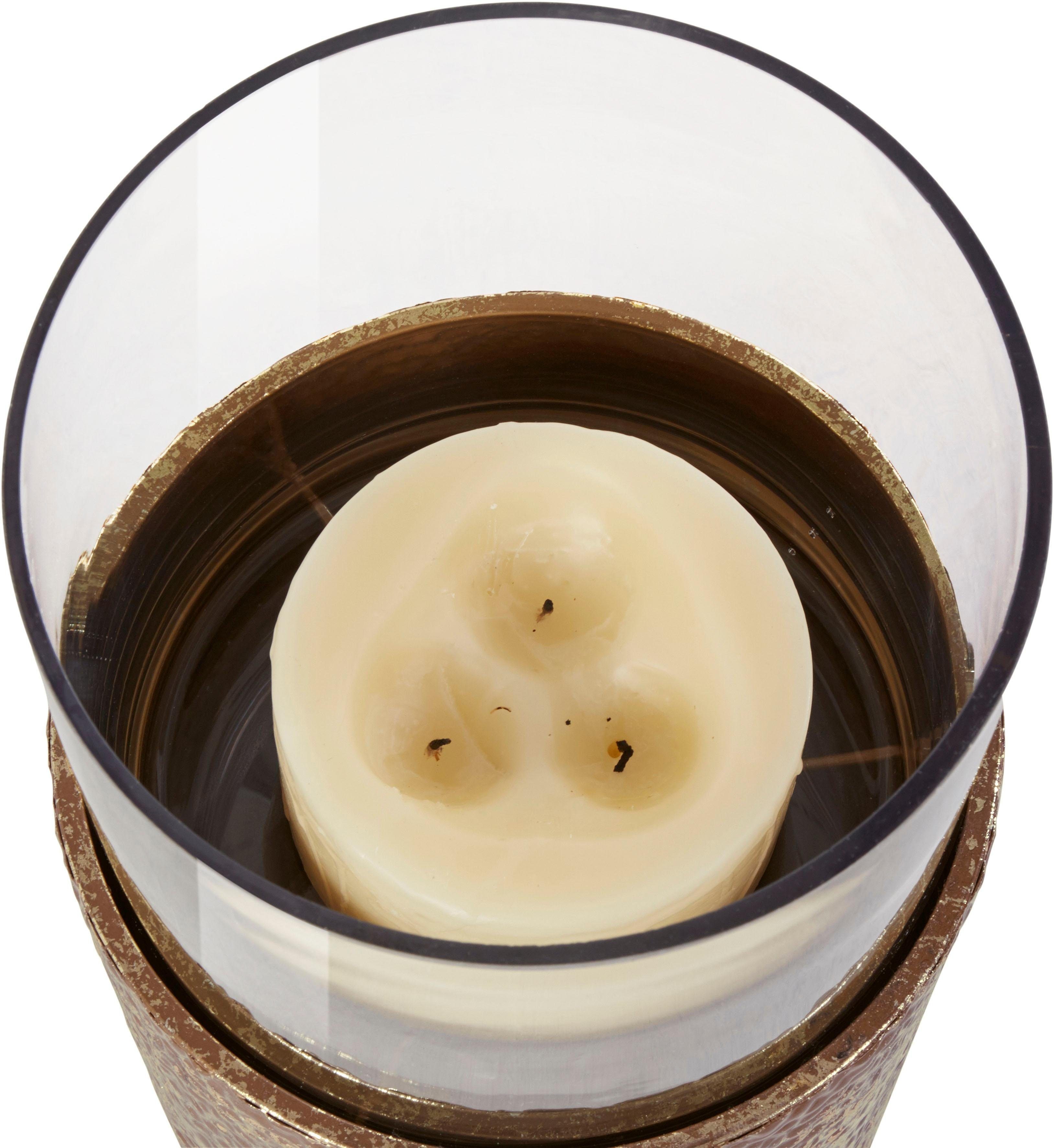 Home affaire Windlicht (1 St), Bodenwindlicht, aus Metall, mit Glaseinsatz, ideal für Stumpenkerzen