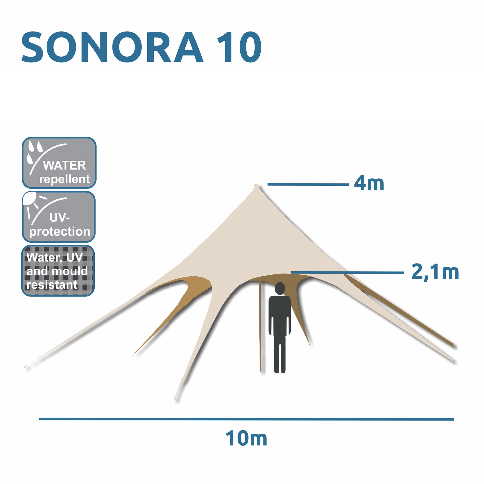 yourGEAR Pavillon your GEAR Sonora - Sternzelt Ø 10 x 4 m Sonnendach Baumwollmischgewebe – Bild 2 von 5