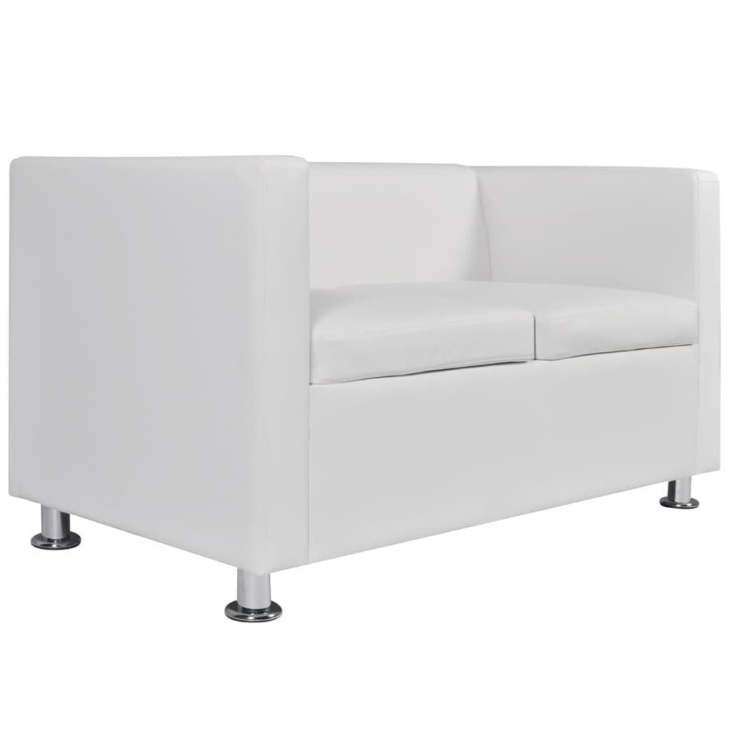 Weiß Kunstleder 2-Sitzer-Sofa vidaXL Couch Sofa