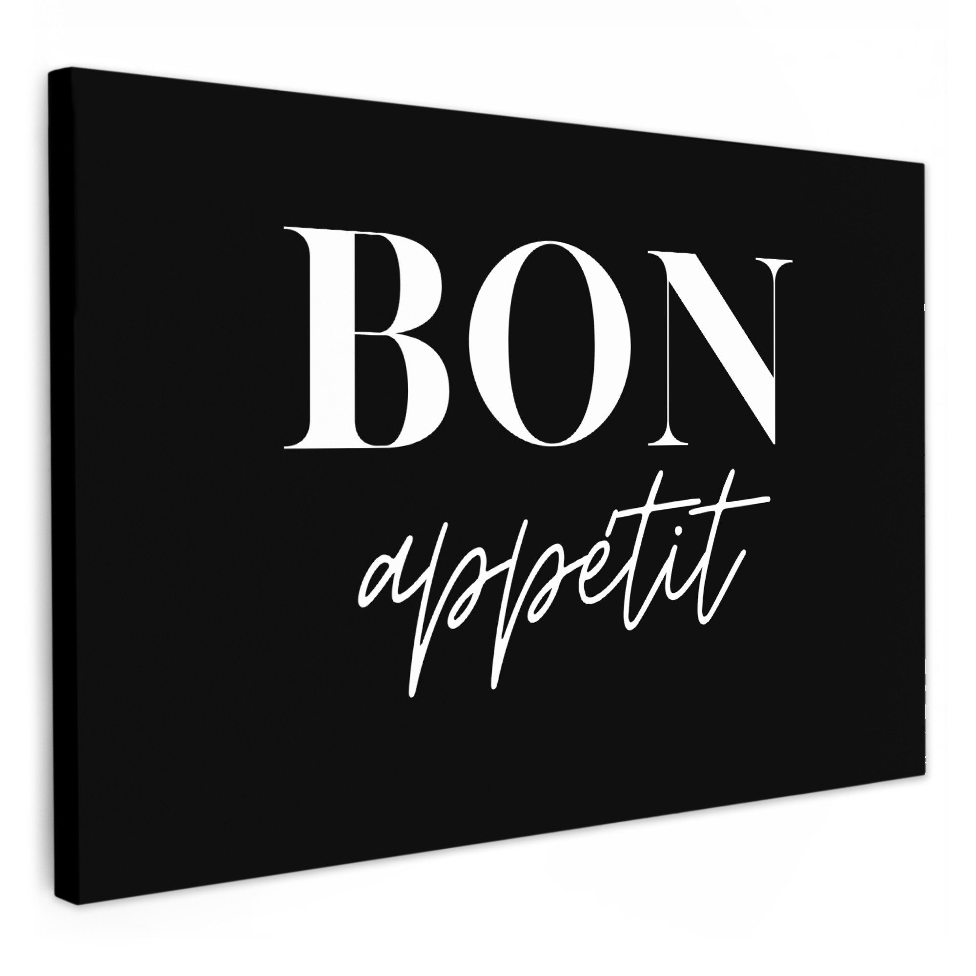 OneMillionCanvasses® Leinwandbild Bon appétit - Spruch - Schwarz - Zitat, F günstig online kaufen