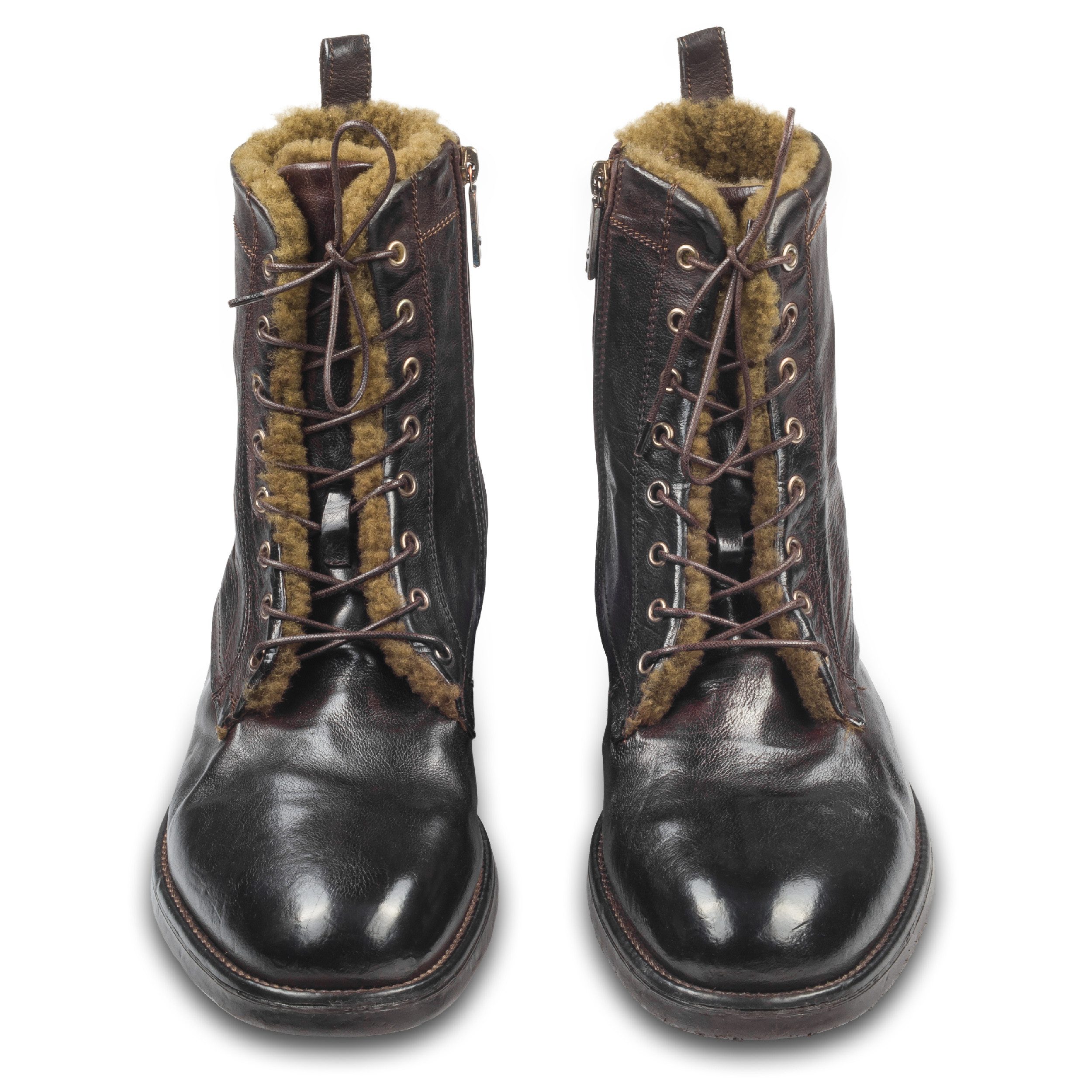 LEMARGO Stiefel Herren dunkelbraun "ebano", Lammfell, Leder stonewashed, AB24A Stiefel Handgefertigt in Italien