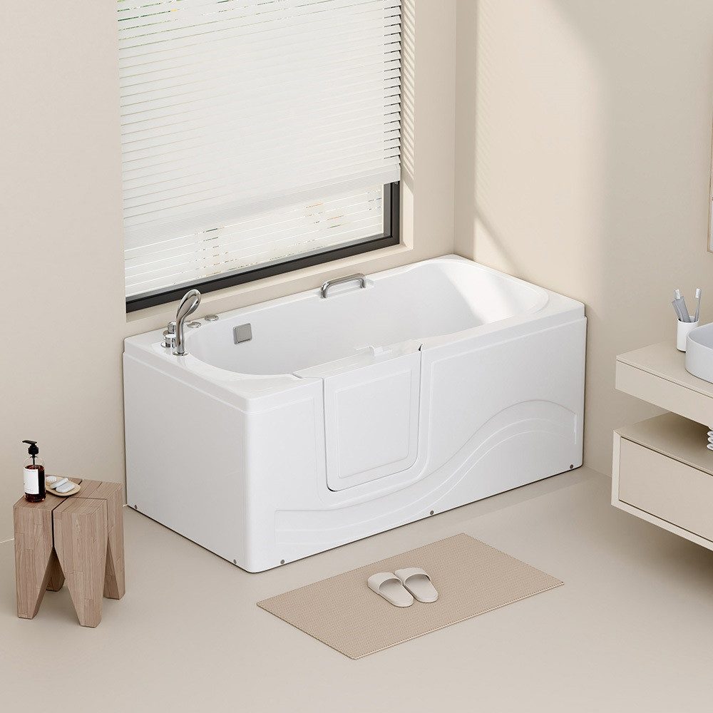 HOME DELUXE Badewanne Seniorenbadewanne VITAL, 153 x 76 x 64 cm, integrierte Tür & Whirlpoolfunktion