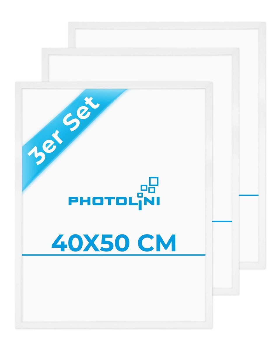 PHOTOLINI Bilderrahmen 3er Set modern mit bruchsicherem Acrylglas, Holz MDF, Fotos & Poster, für 3 Bilder (3er Set), Posterrahmen 40x50 cm zum Aufhängen