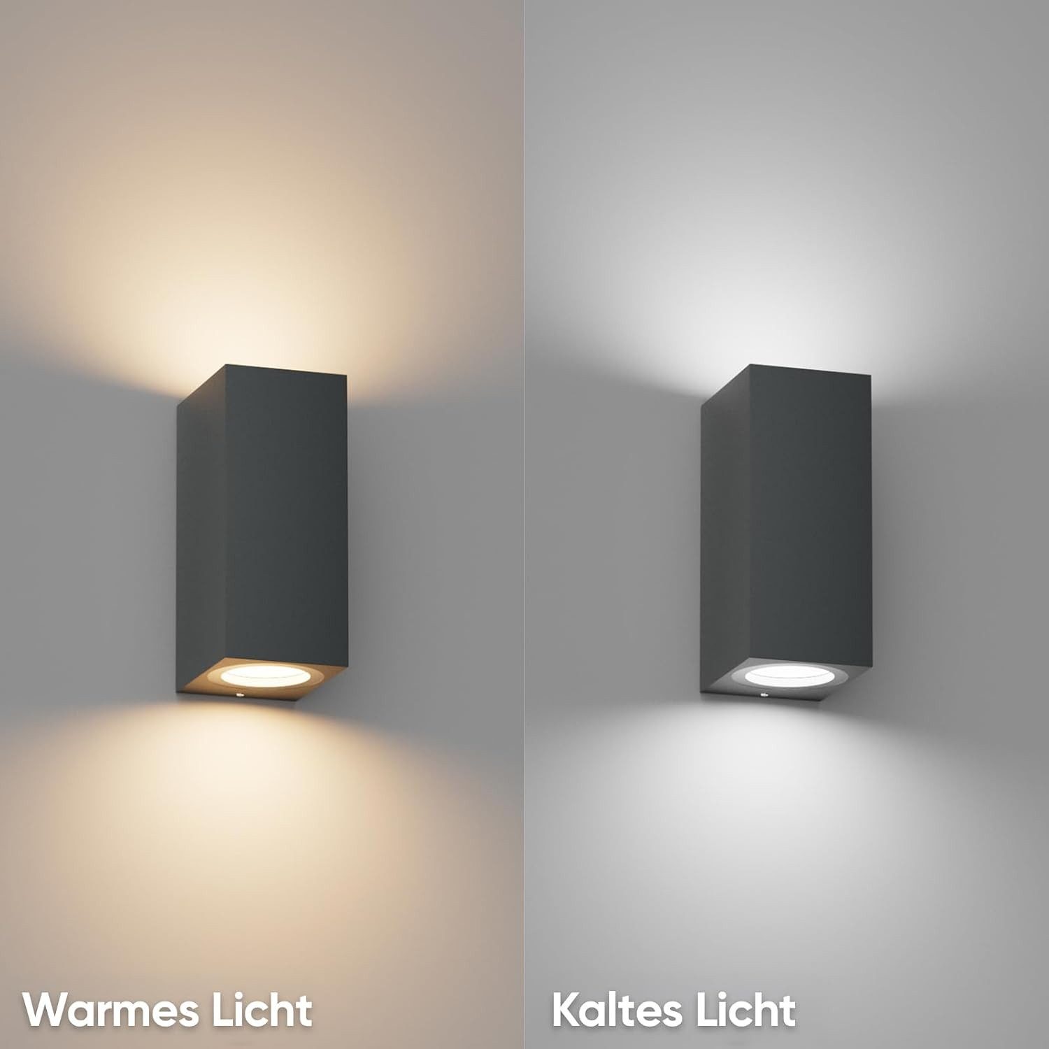 FELIXLEO LED Außen-Wandleuchte Klighten 2 Stück GU10 Außenwandleuchte IP65 Aluminium Anthrazit