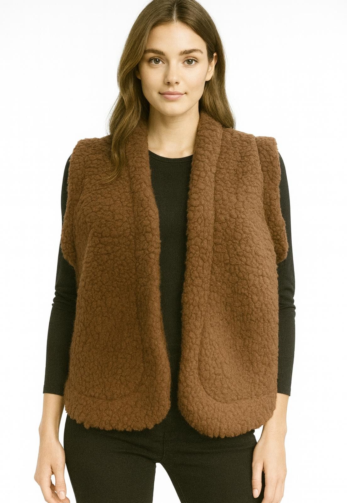 Worldclassca Fellimitatweste Worldclassca Teddy Weste Warm Kunstfell Kuschelig Kurz Winter Ärmellos Neue Kollektion - Stilvolle und gemütliche Mode für Damen