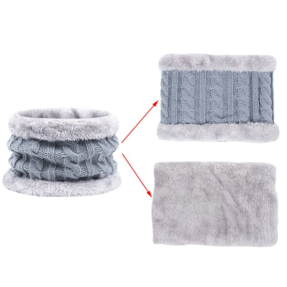 Coonoor Filzhut Kinder Mütze Schal 1-4 (3-St) Niedliches Geeignet Handschuhe alte Unisex fur Set Kinder Design Dunkelrosa Jahre