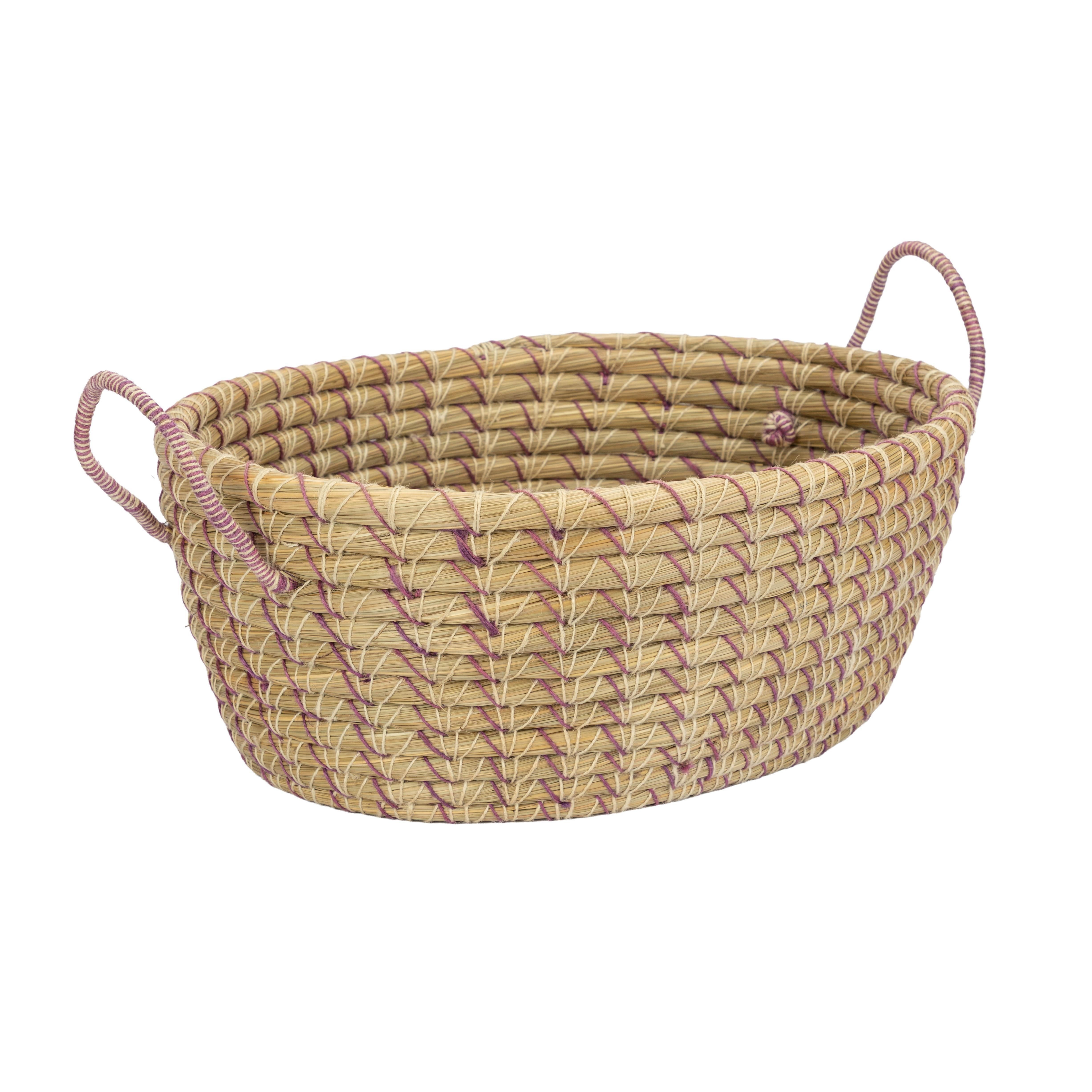 El Puente Aufbewahrungskorb "Lila Wolke" Großer Ovaler Korb mit Henkeln, Handmade, Handmade
